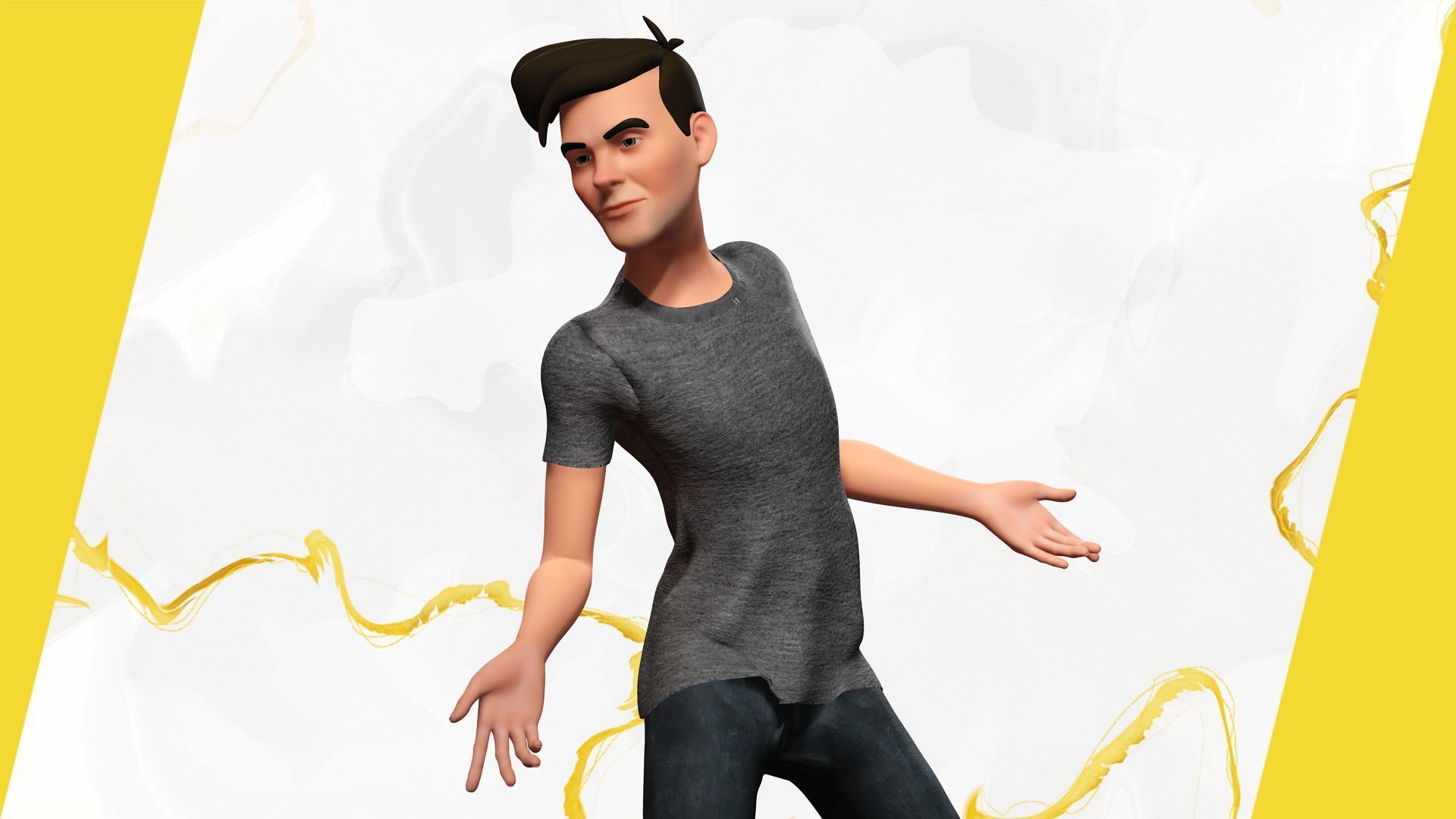 Casual character man in jeans Low-poly 3D model_11