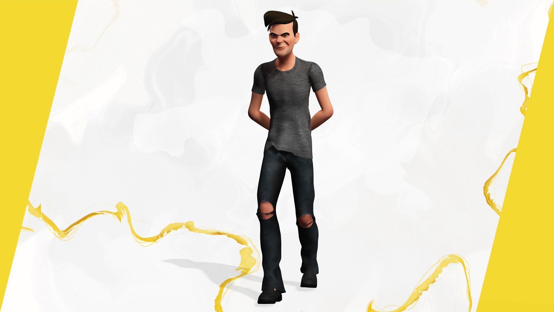 Casual character man in jeans Low-poly 3D model_8