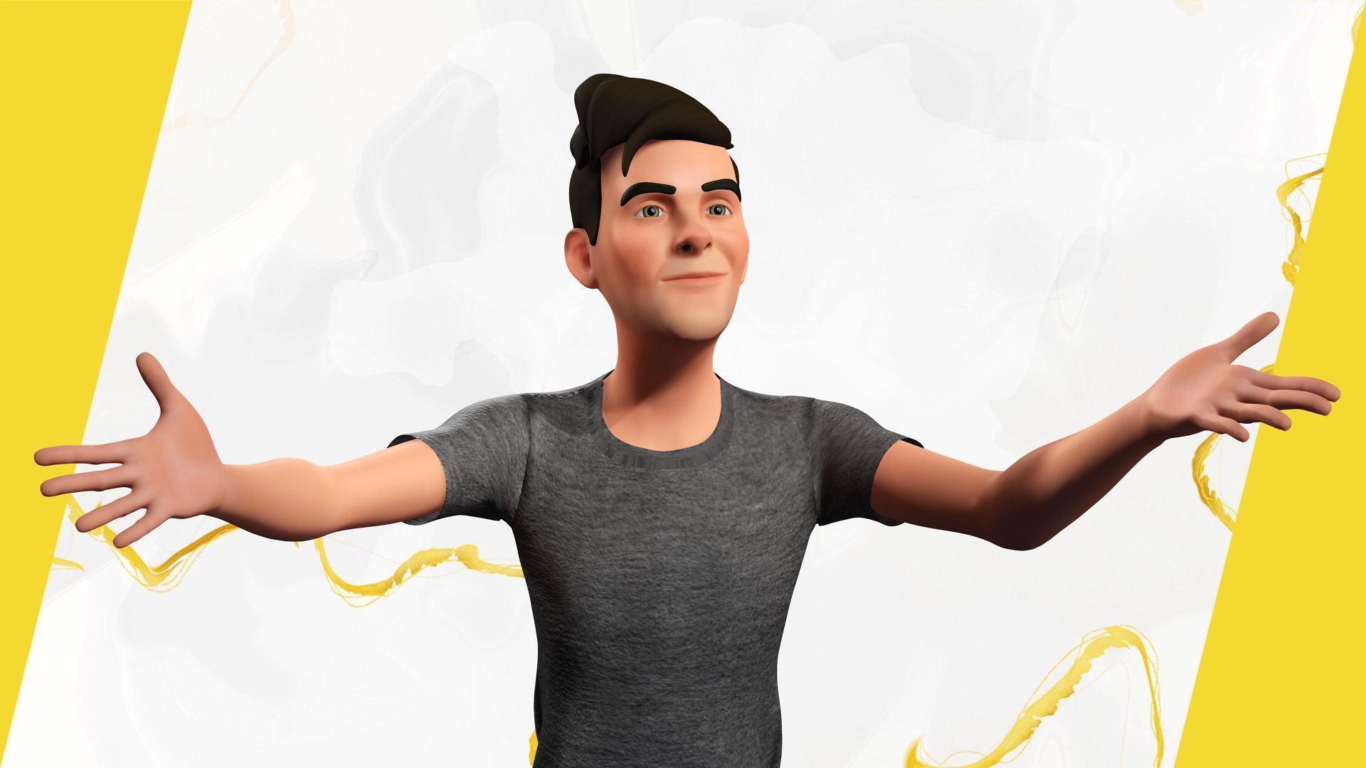 Casual character man in jeans Low-poly 3D model_13