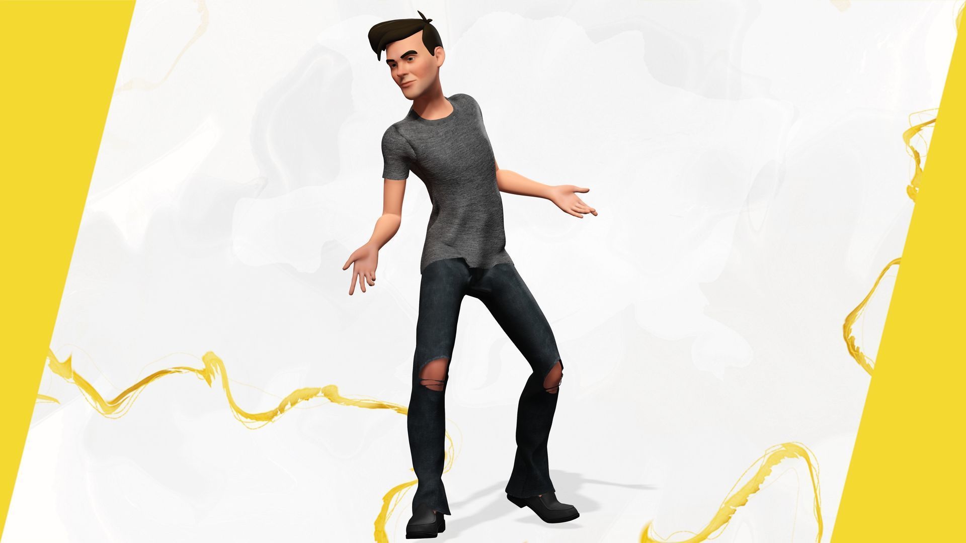 Casual character man in jeans Low-poly 3D model_16