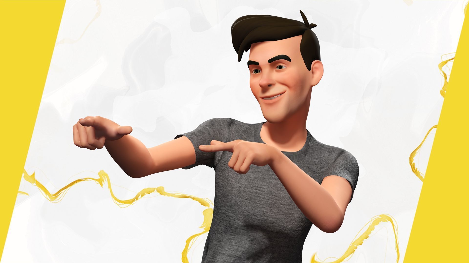 Casual character man in jeans Low-poly 3D model_14