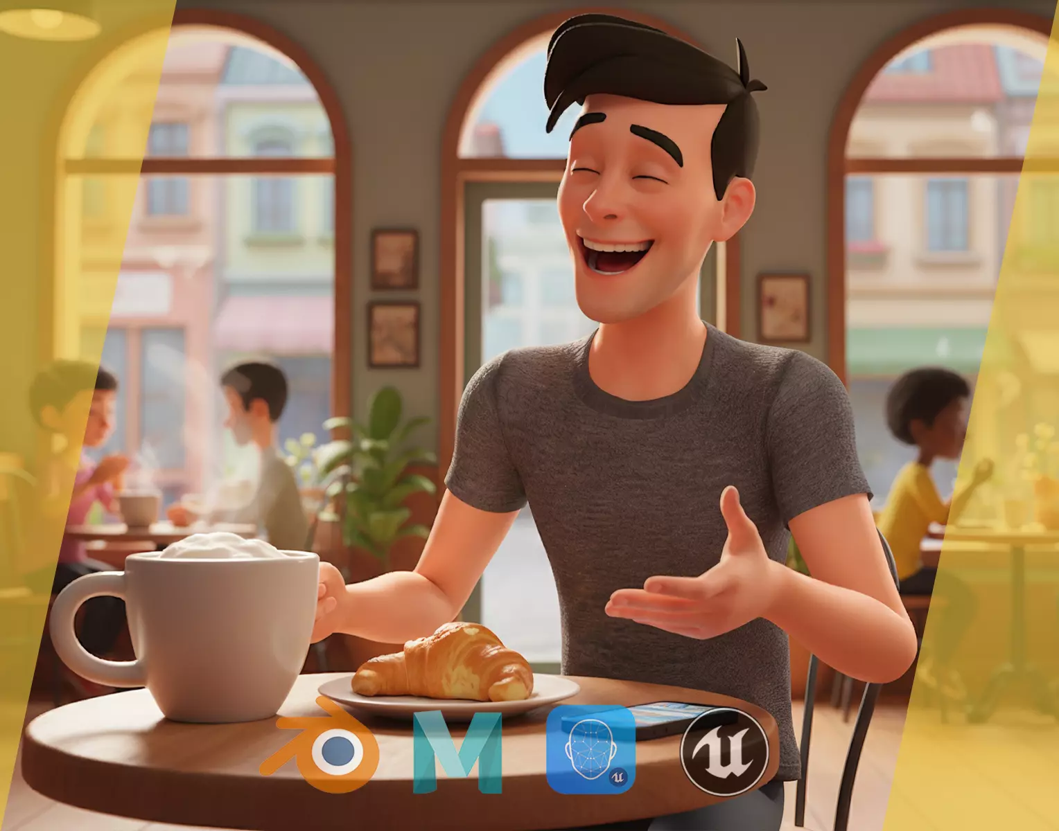 Casual character man in jeans Low-poly 3D model_0