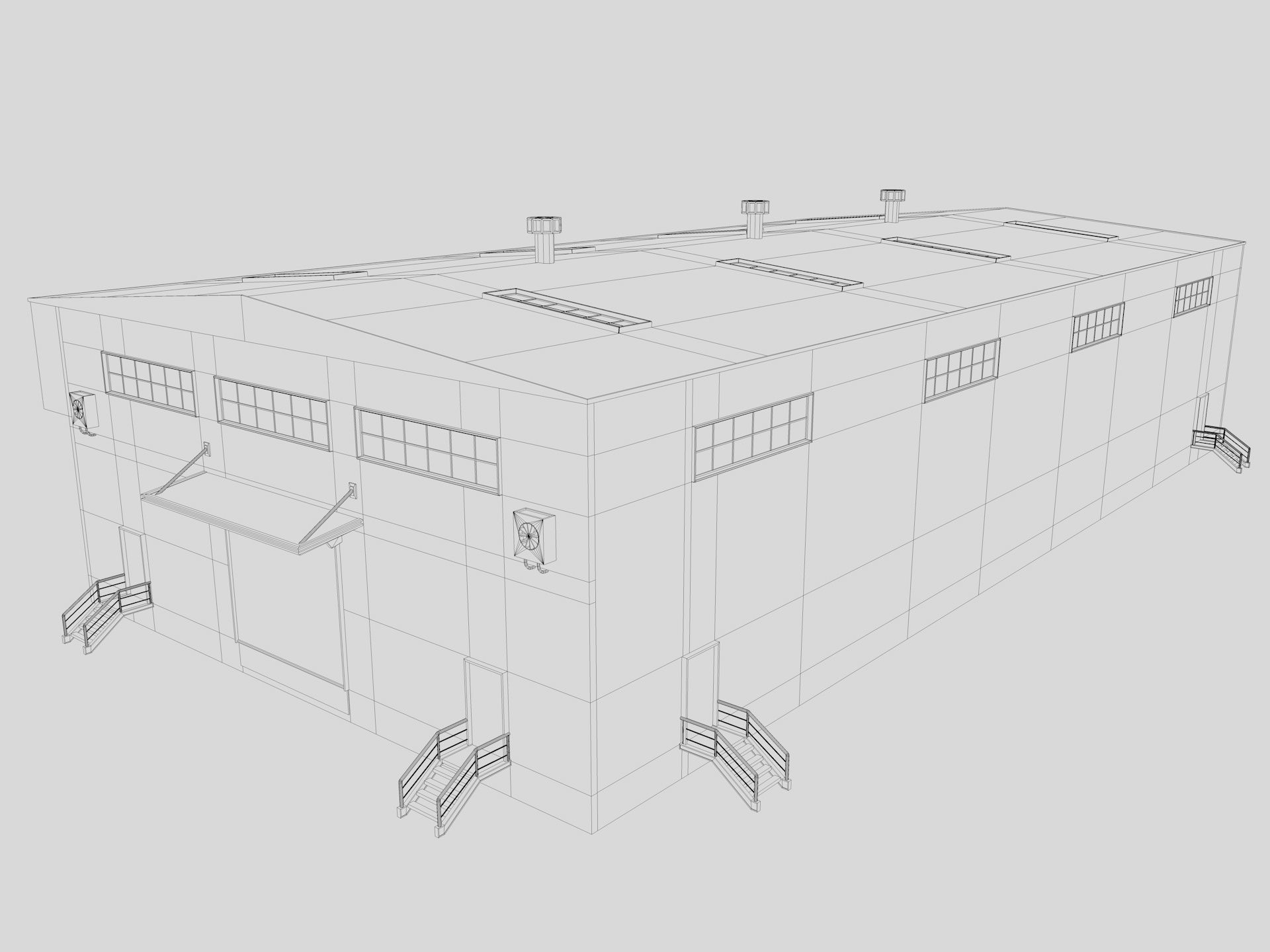 industrial building warehouse 4 Low-poly 3D model_8