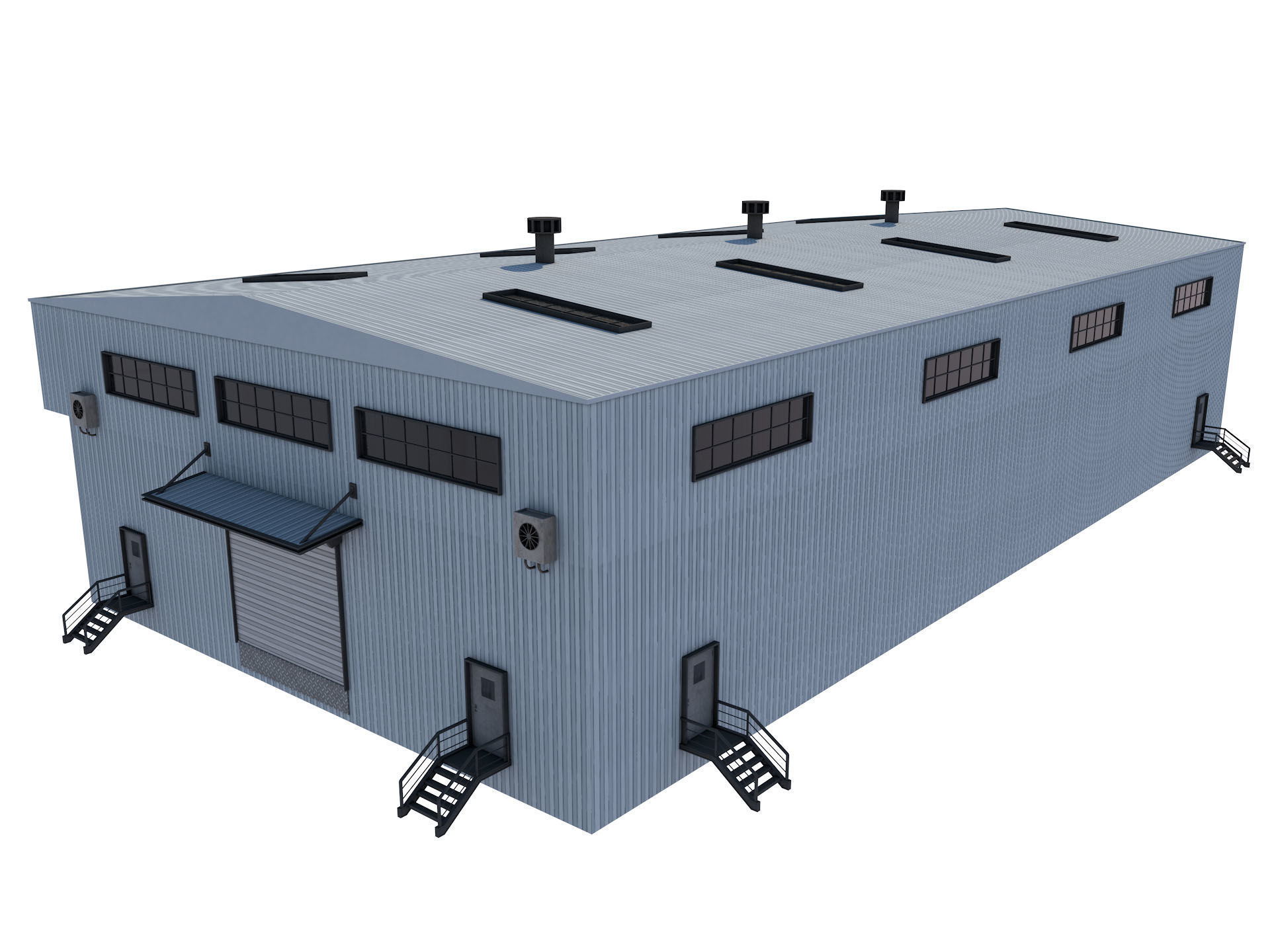 industrial building warehouse 4 Low-poly 3D model_1