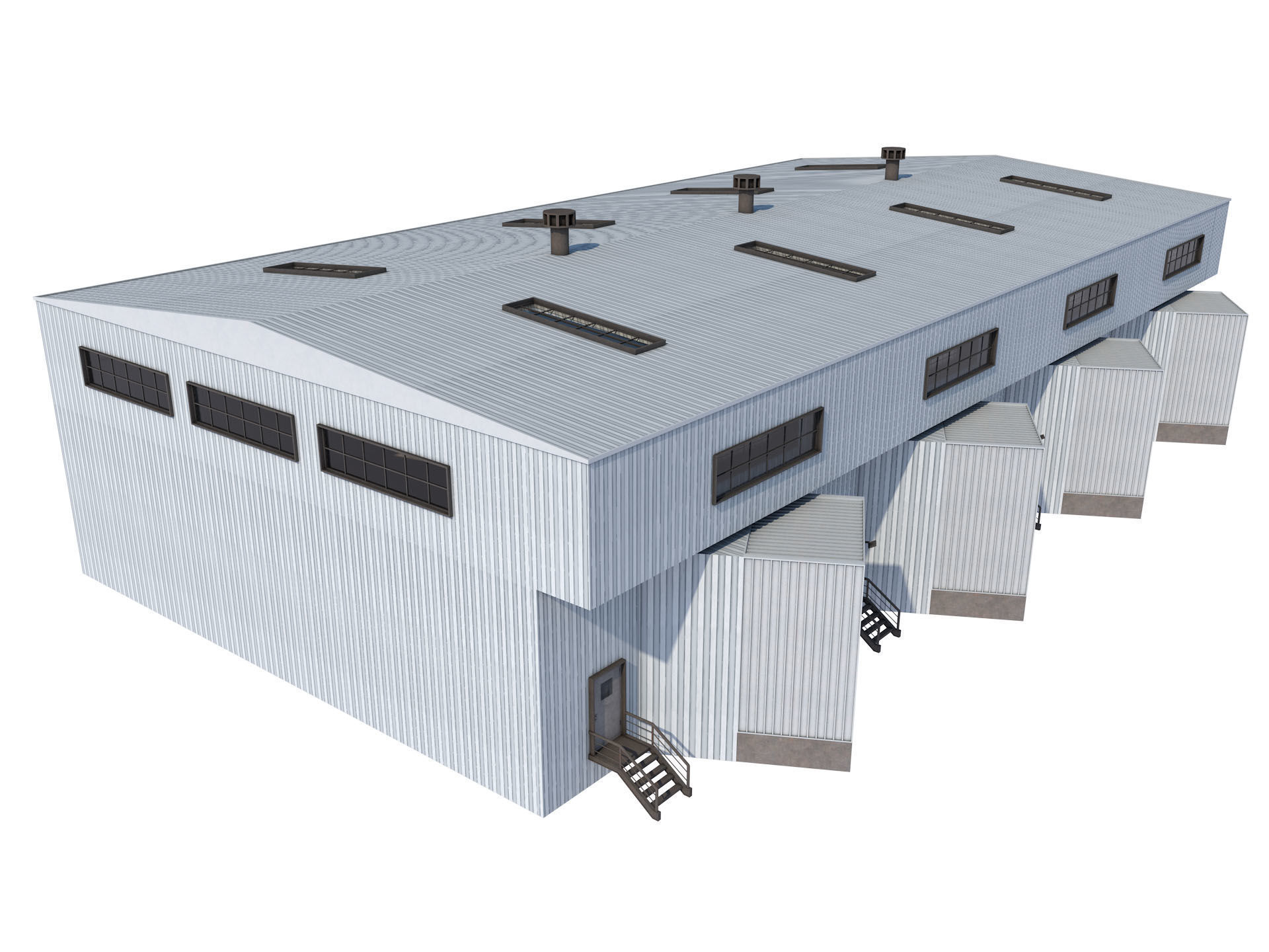 industrial building warehouse 4 Low-poly 3D model_2