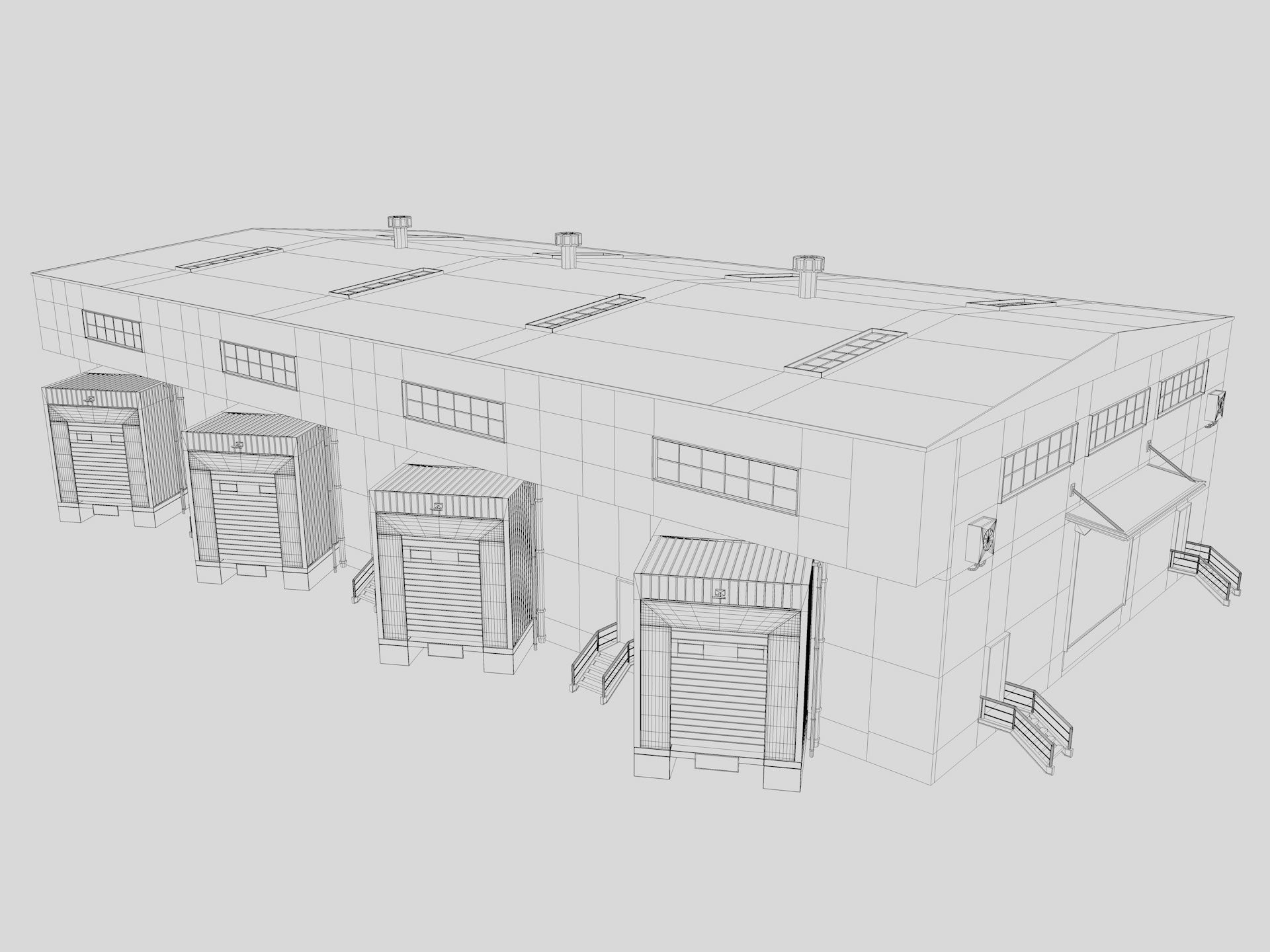 industrial building warehouse 4 Low-poly 3D model_9