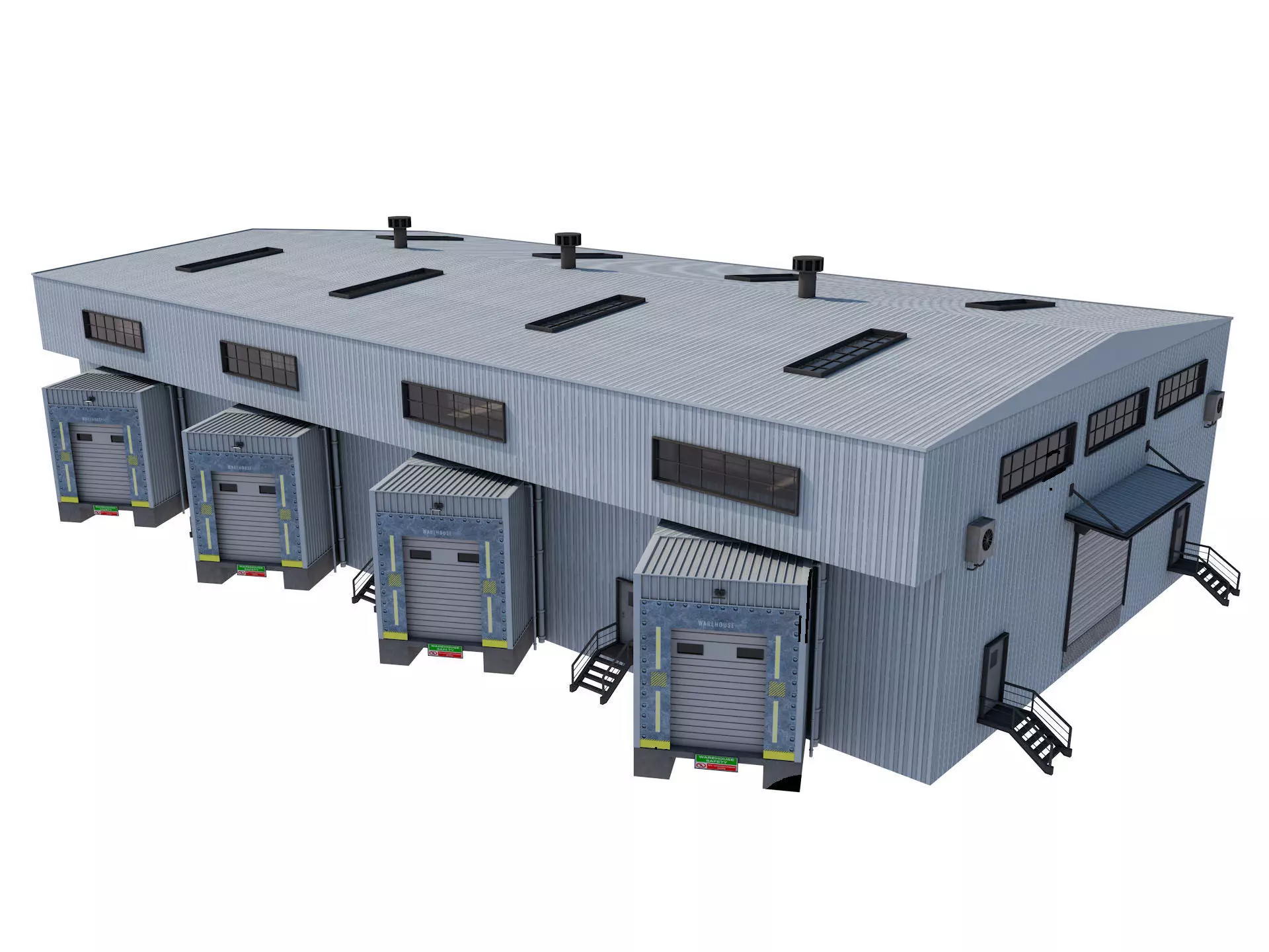 industrial building warehouse 4 Low-poly 3D model_0