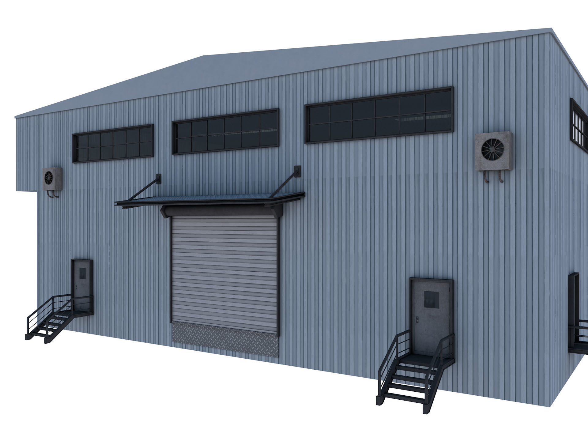 industrial building warehouse 4 Low-poly 3D model_5