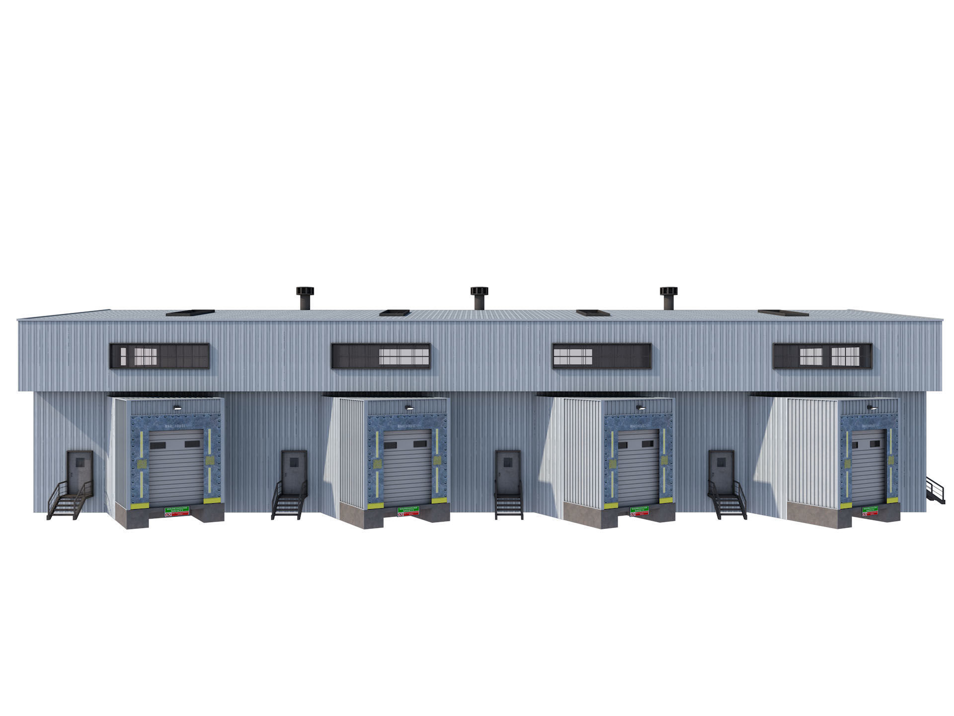 industrial building warehouse 4 Low-poly 3D model_6