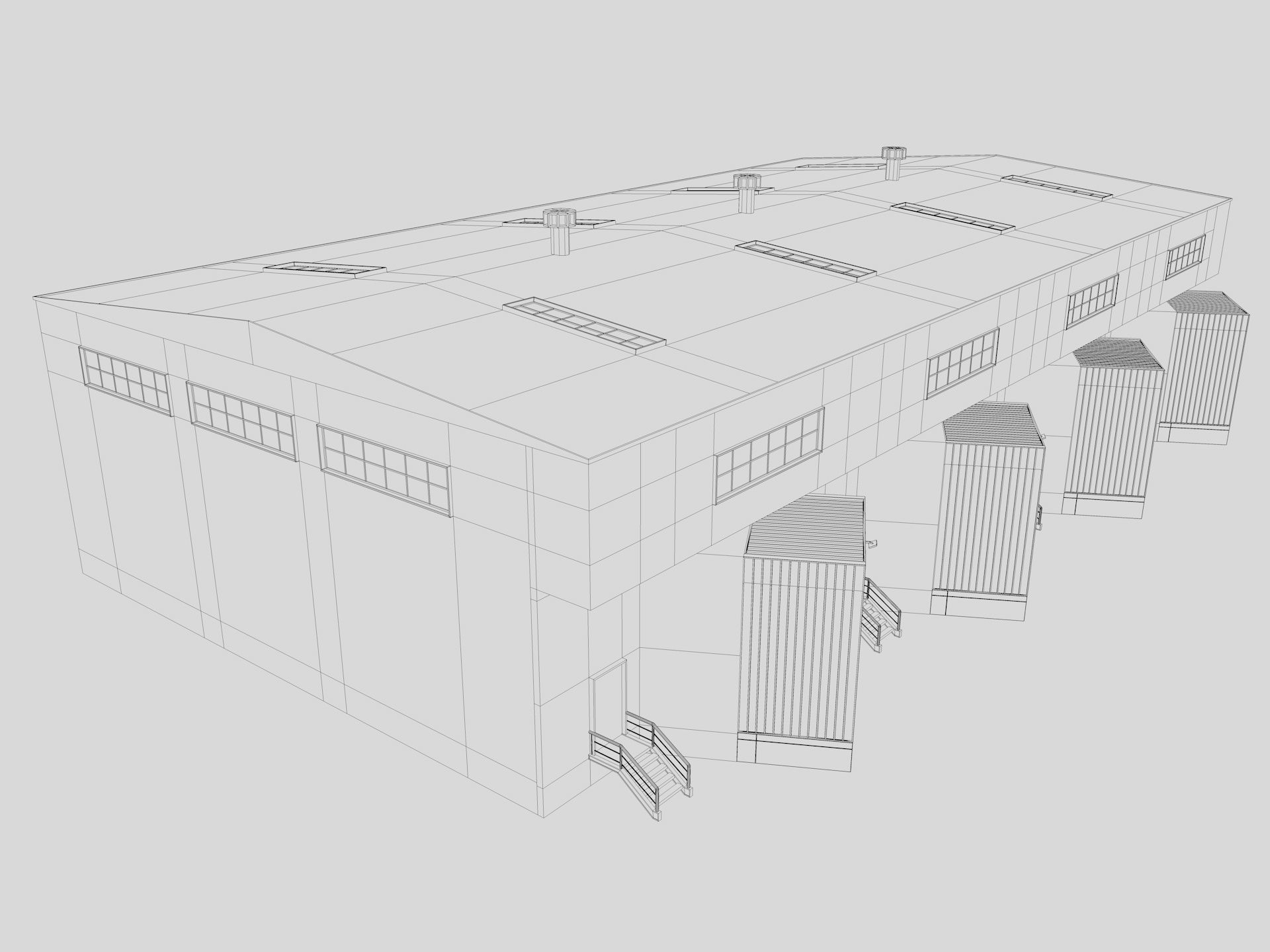 industrial building warehouse 4 Low-poly 3D model_10
