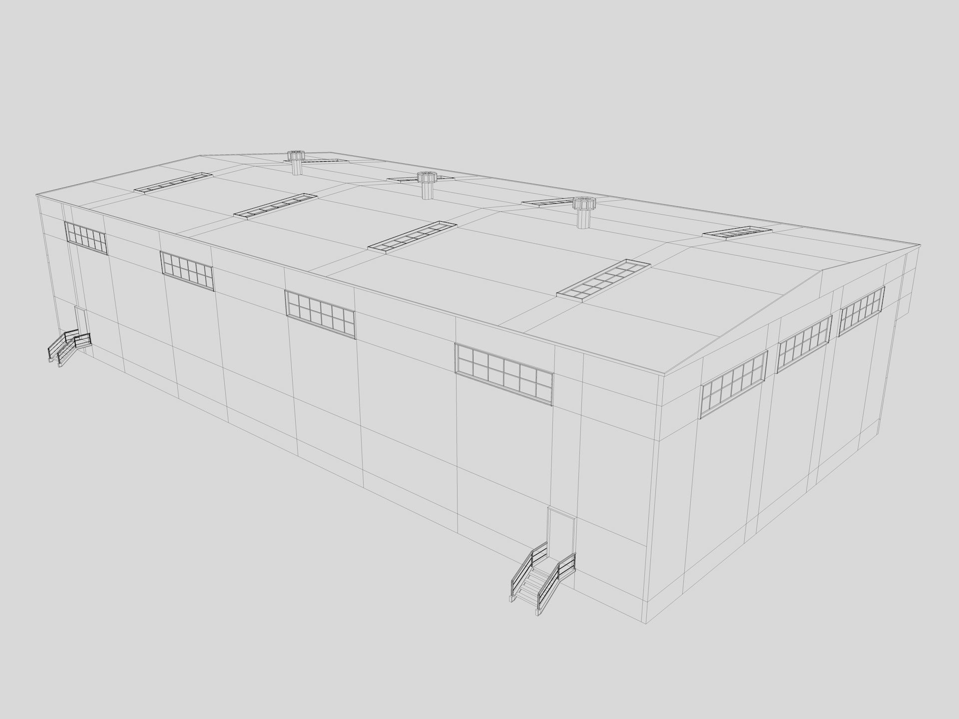 industrial building warehouse 4 Low-poly 3D model_7