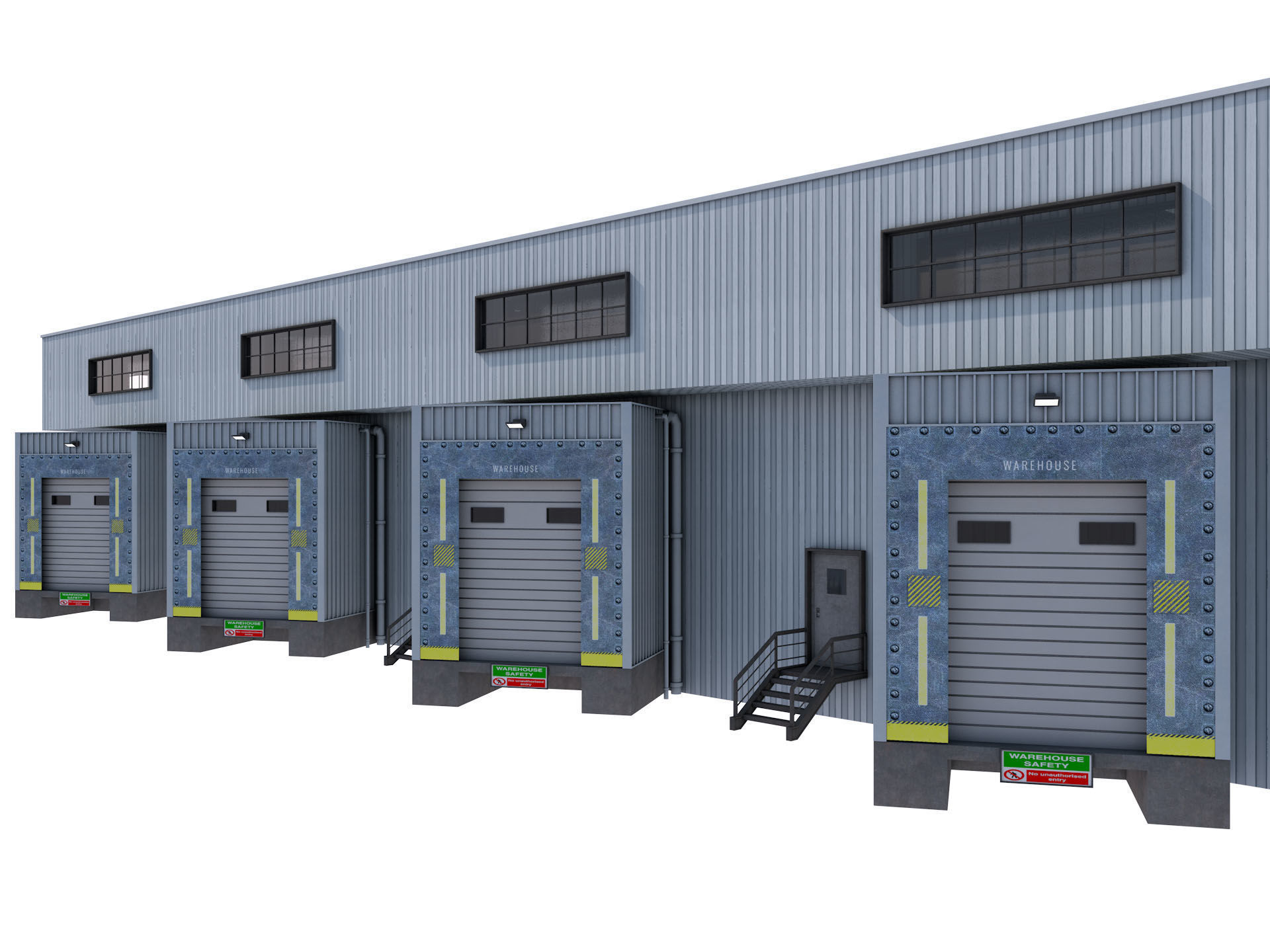 industrial building warehouse 4 Low-poly 3D model_3