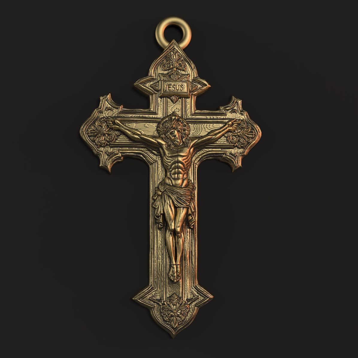 Jesus Cross pendant 3D print model_1