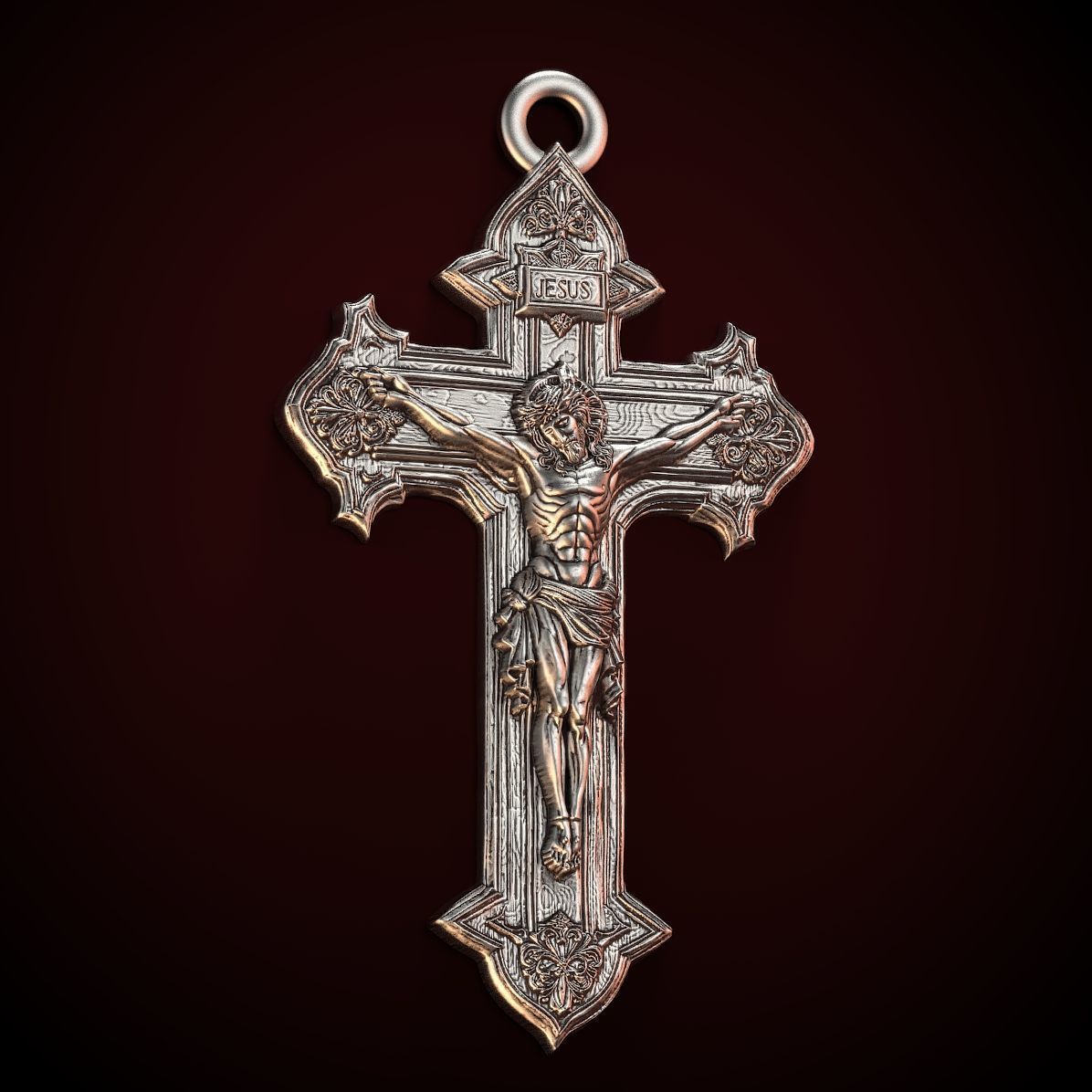 Jesus Cross pendant 3D print model_13