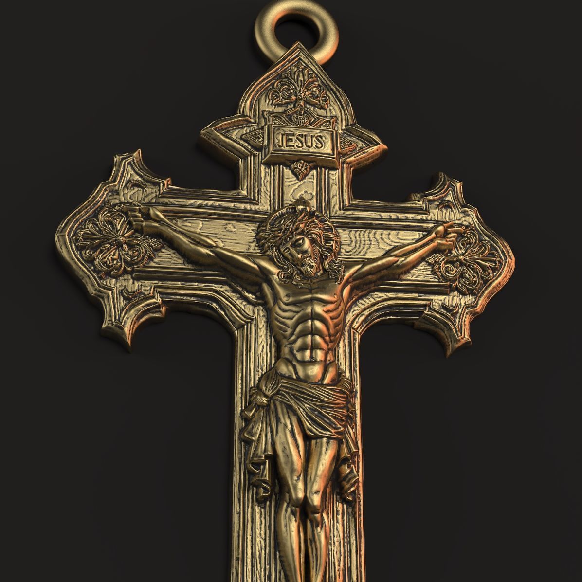 Jesus Cross pendant 3D print model_3