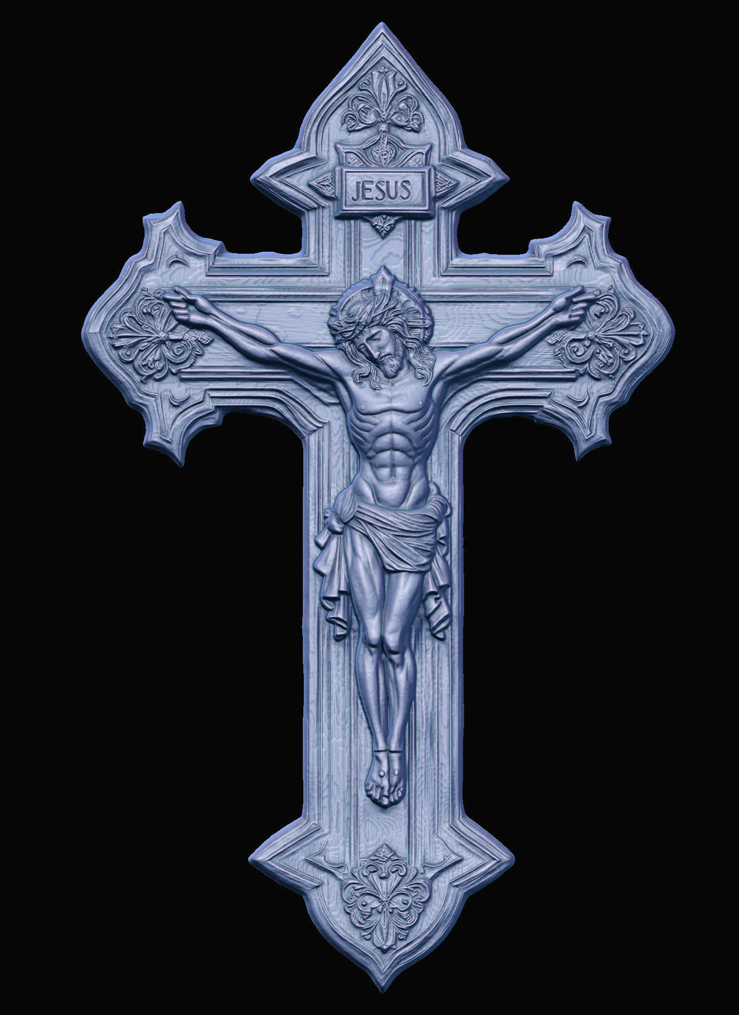 Jesus Cross pendant 3D print model_4