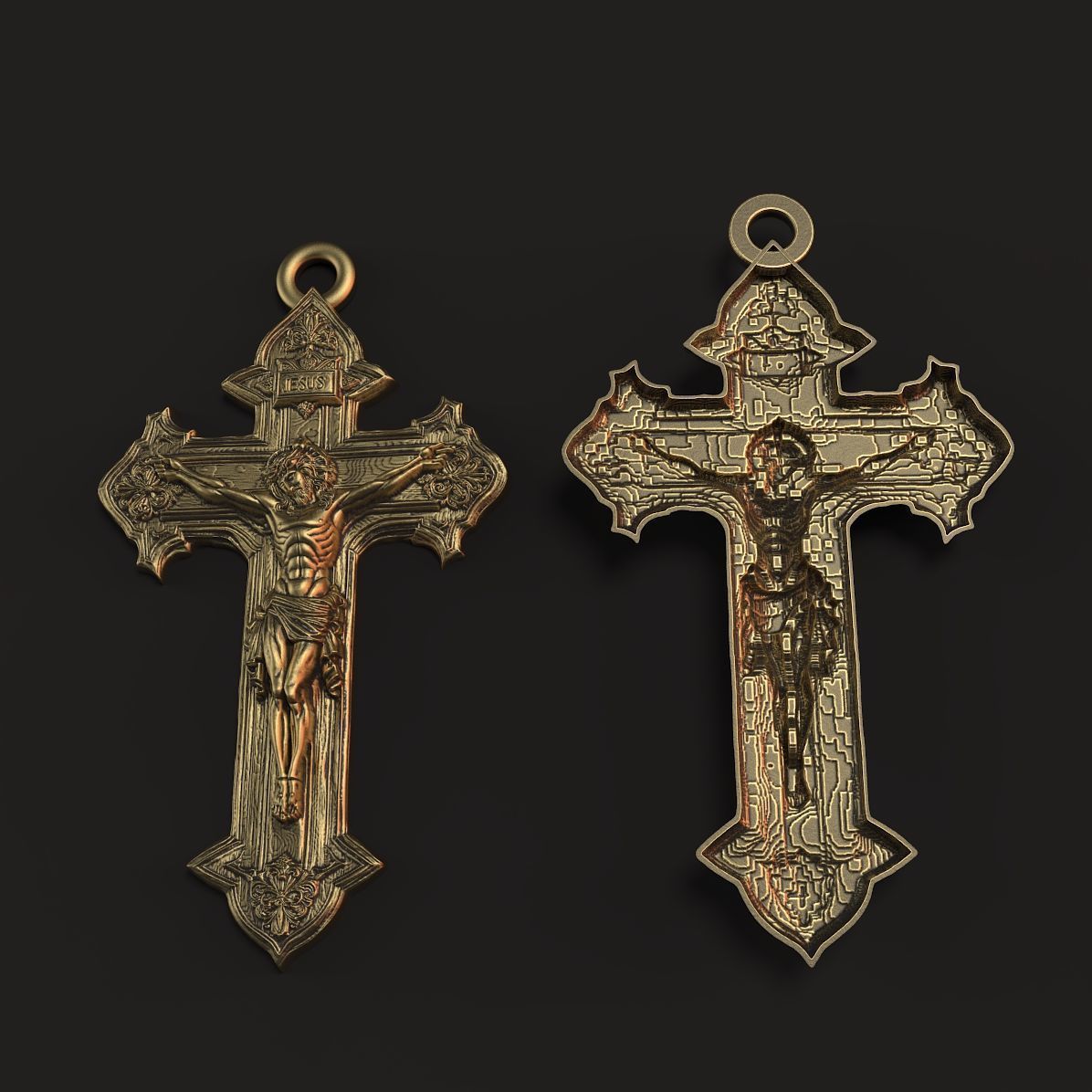 Jesus Cross pendant 3D print model_2