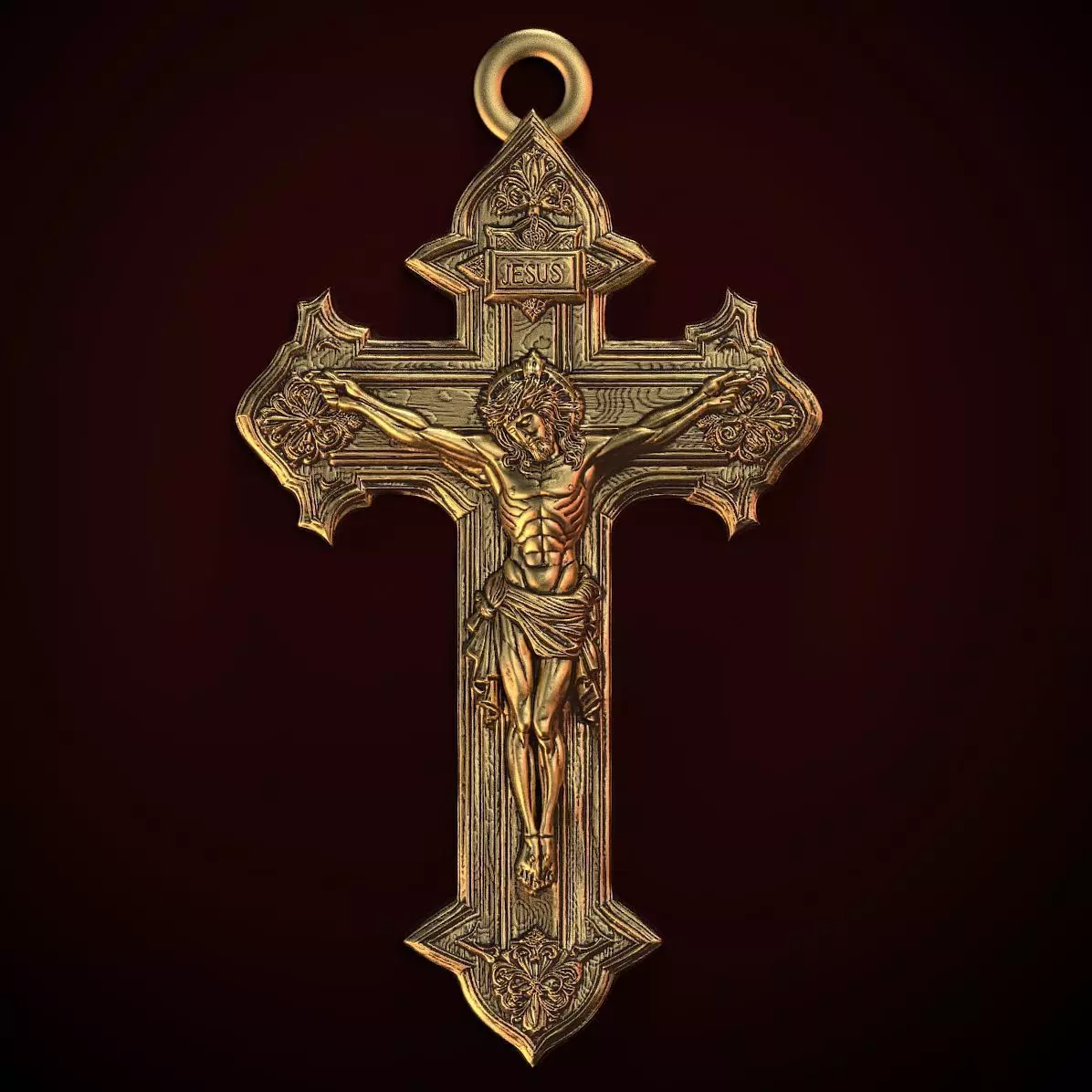 Jesus Cross pendant 3D print model_0