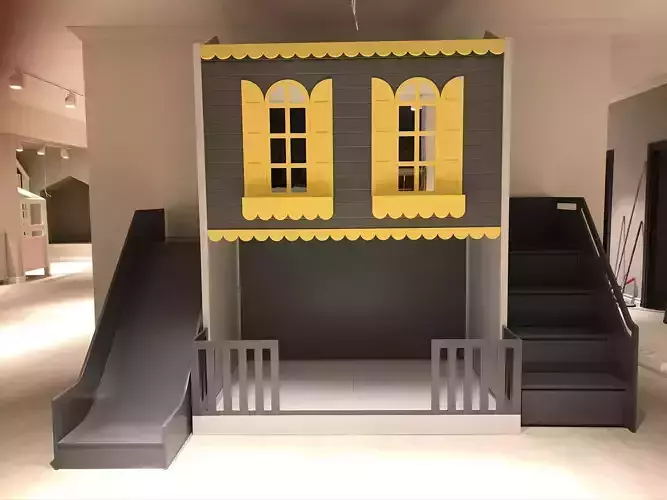two-story bunk bed and play area 3D print model