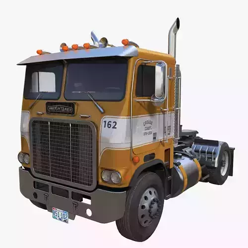 Freightliner Powerliner single axle semitruck Low-poly 3D model