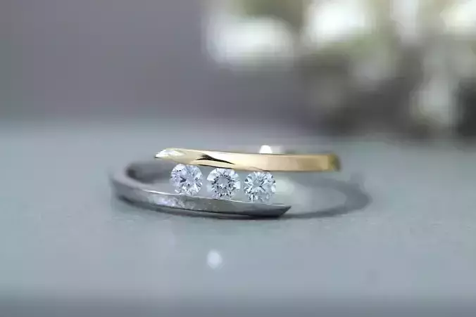 Elegant Split Band Diamond Ring - 3D Model