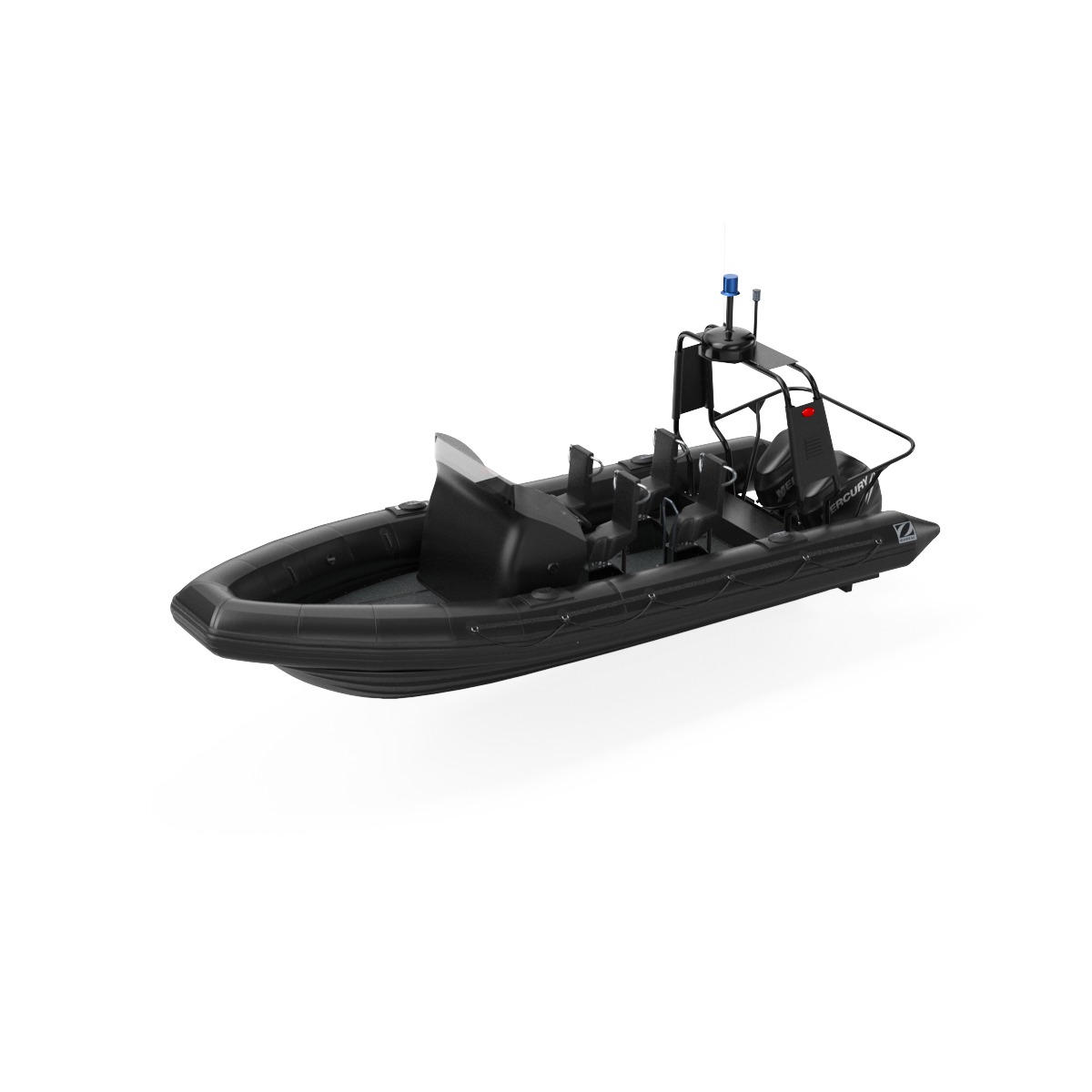 Military inflatable Patrol boat Zodiac with Mercury 3D model_17