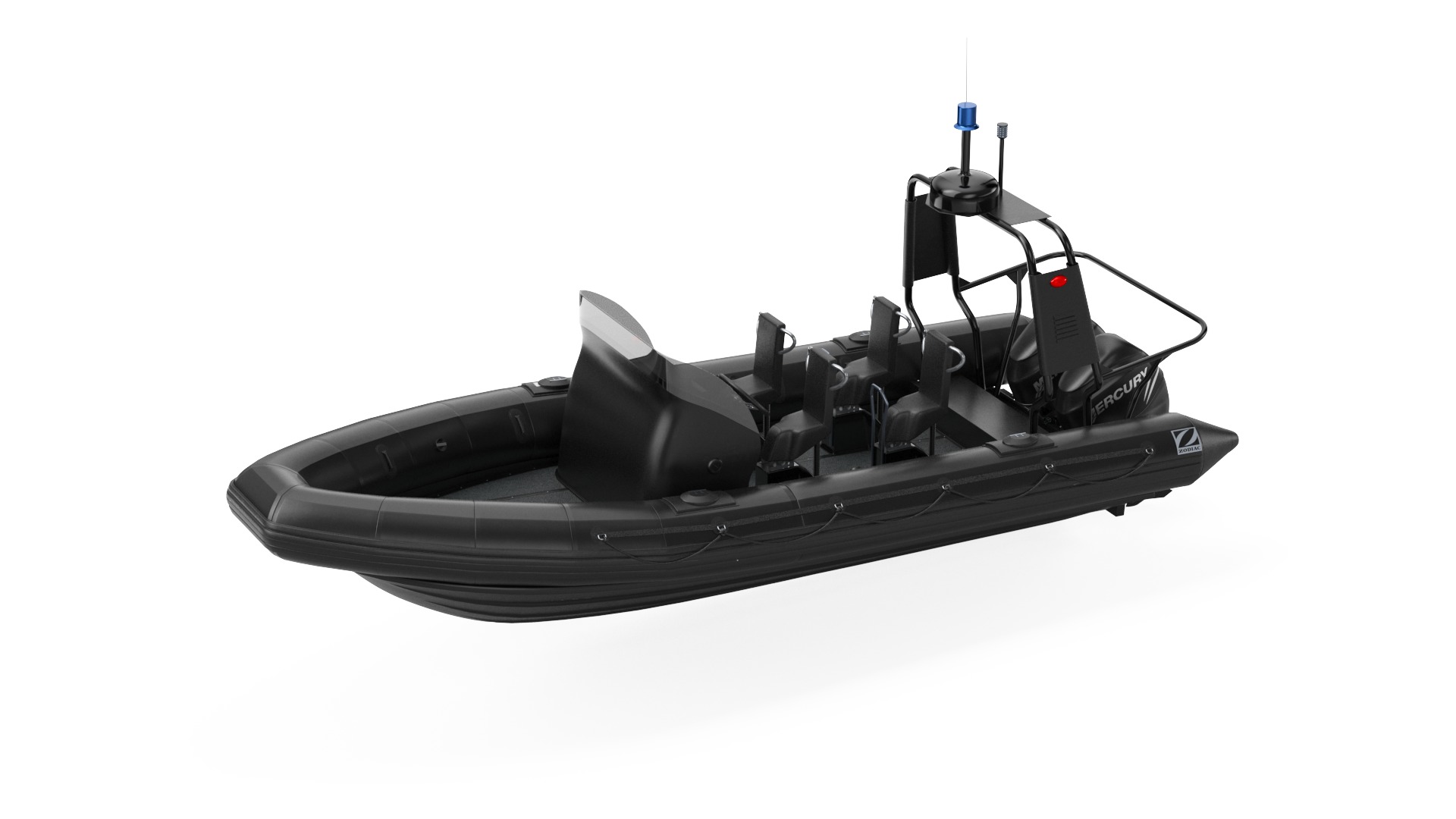 Military inflatable Patrol boat Zodiac with Mercury 3D model_1