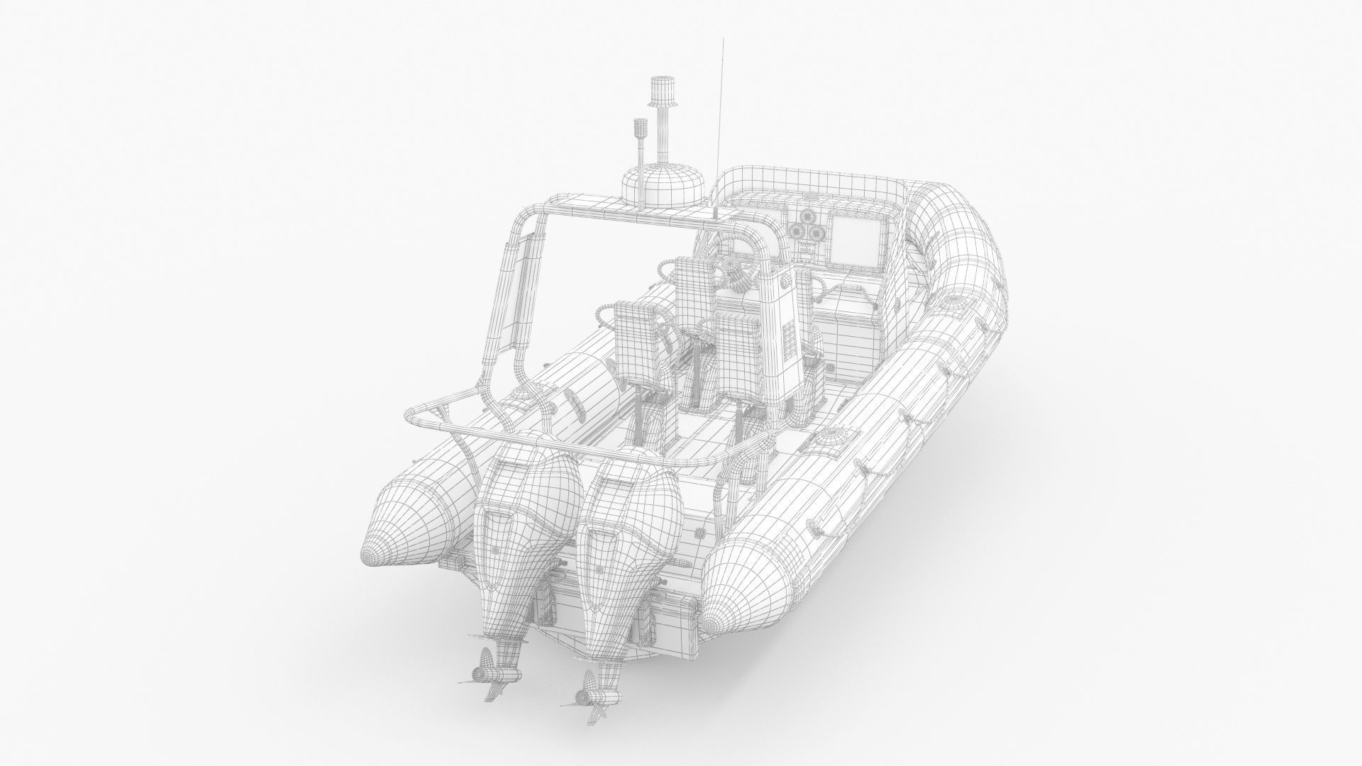 Military inflatable Patrol boat Zodiac with Mercury 3D model_8