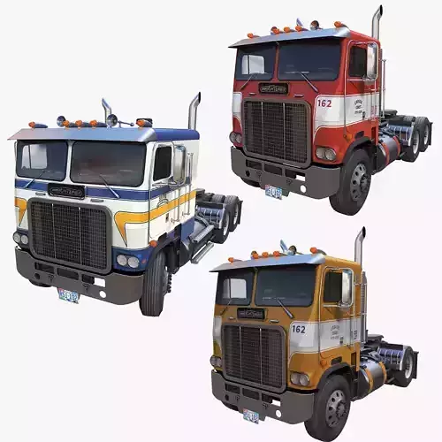 Freightliner Powerliner semitrucks 3D Model Collection