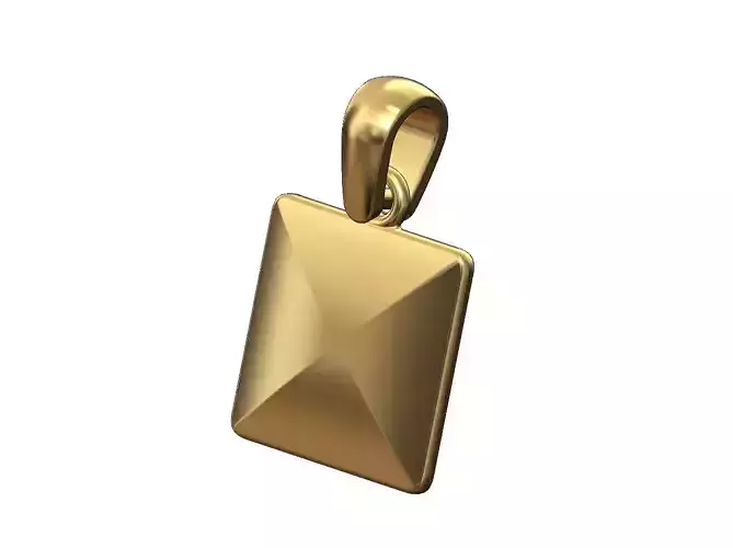 Square convex cushion pendant charm with bail