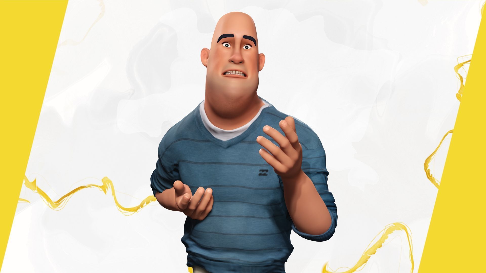bald man wears sweater casual look Low-poly 3D model_14