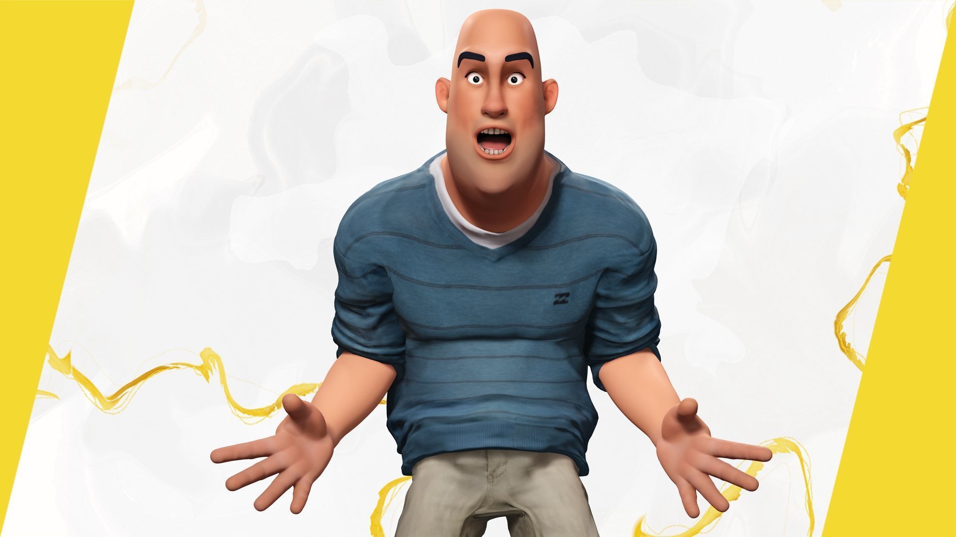 bald man wears sweater casual look Low-poly 3D model_12