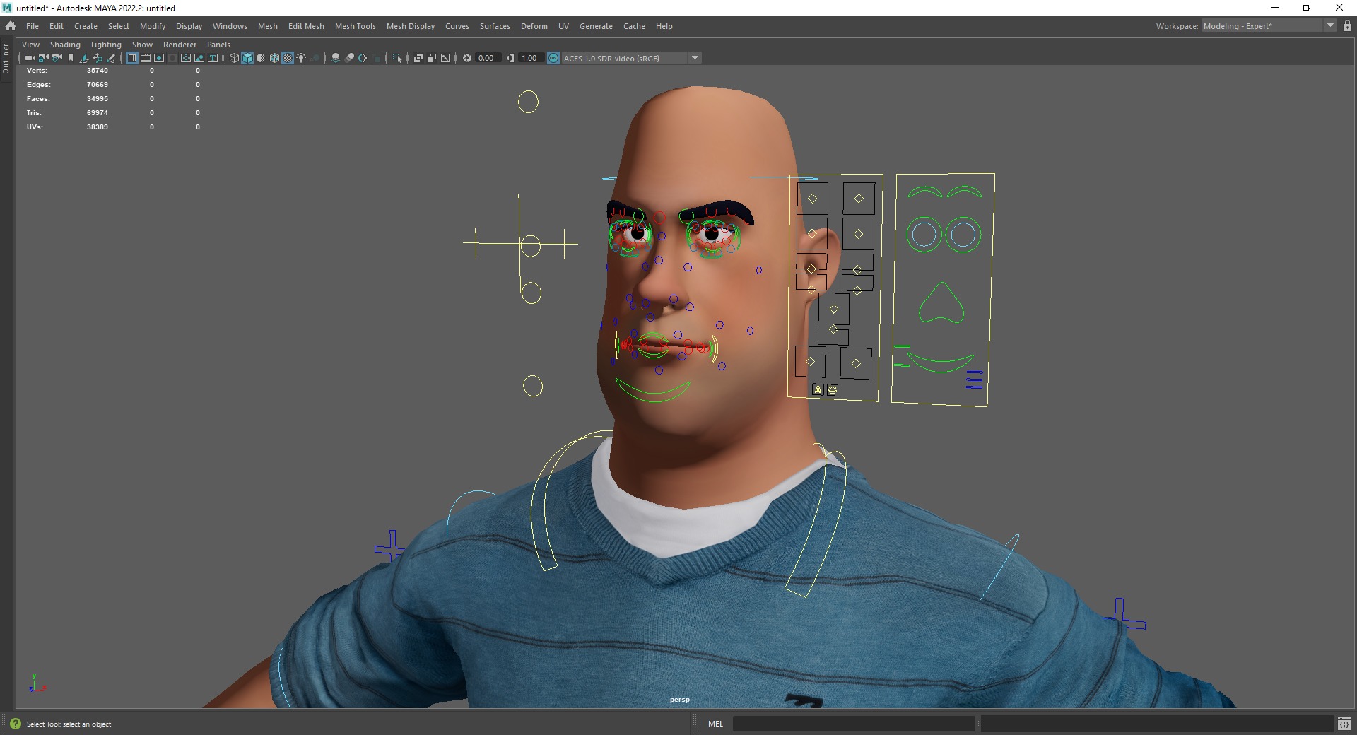 bald man wears sweater casual look Low-poly 3D model_24