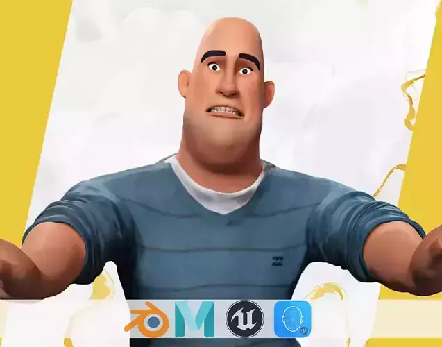 bald man wears sweater casual look Low-poly 3D model