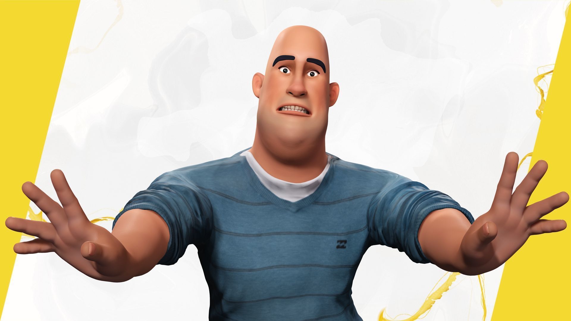 bald man wears sweater casual look Low-poly 3D model_15