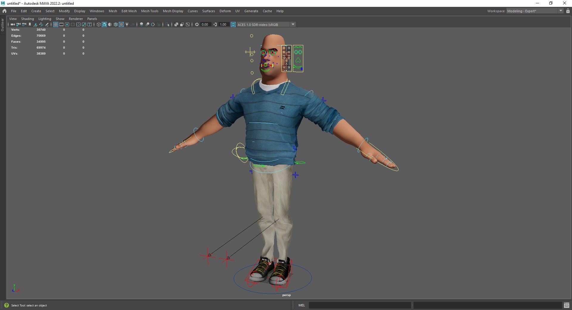 bald man wears sweater casual look Low-poly 3D model_23
