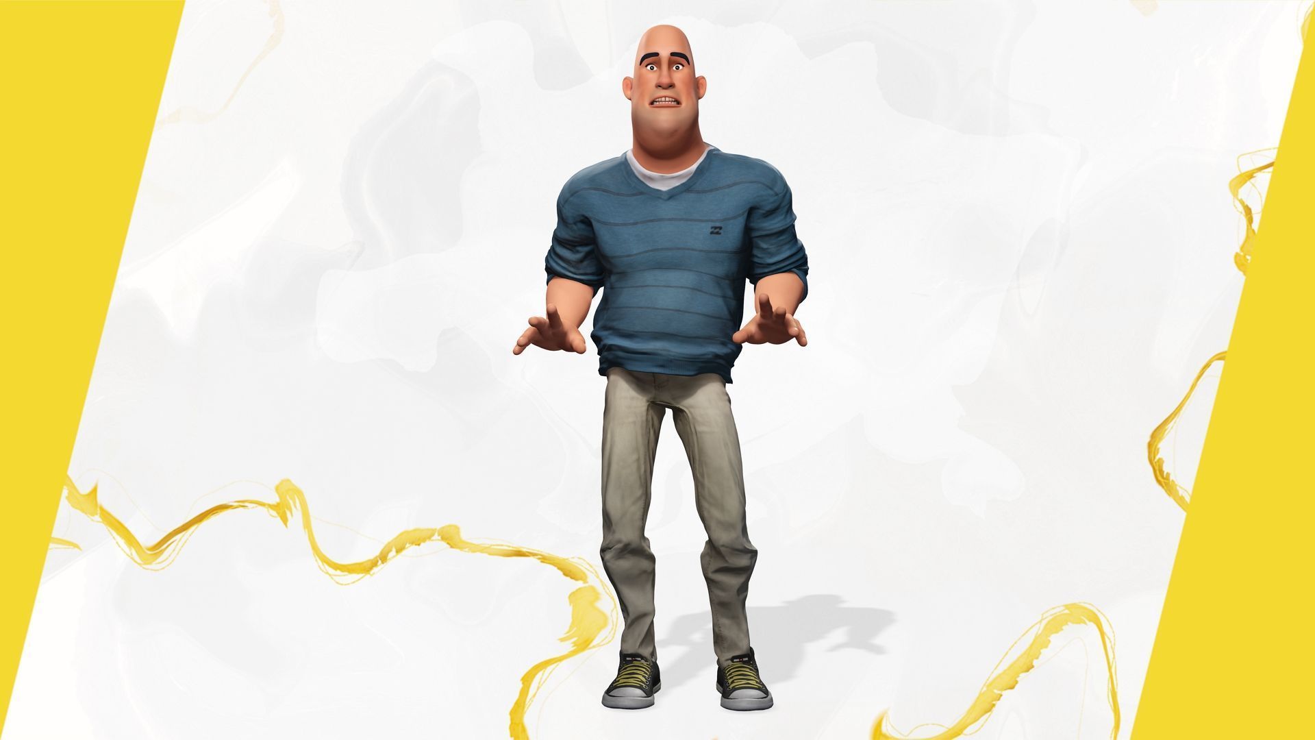 bald man wears sweater casual look Low-poly 3D model_13