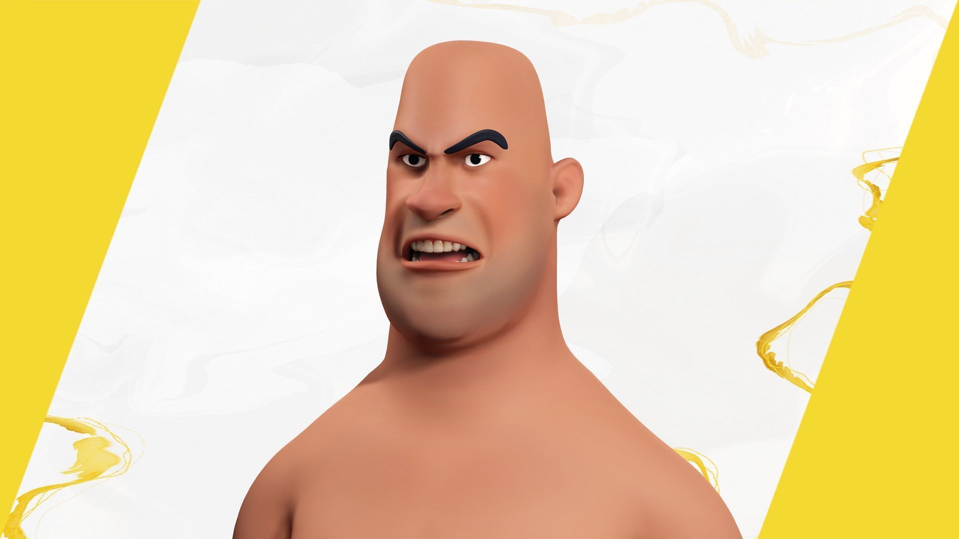 bald man wears sweater casual look Low-poly 3D model_17