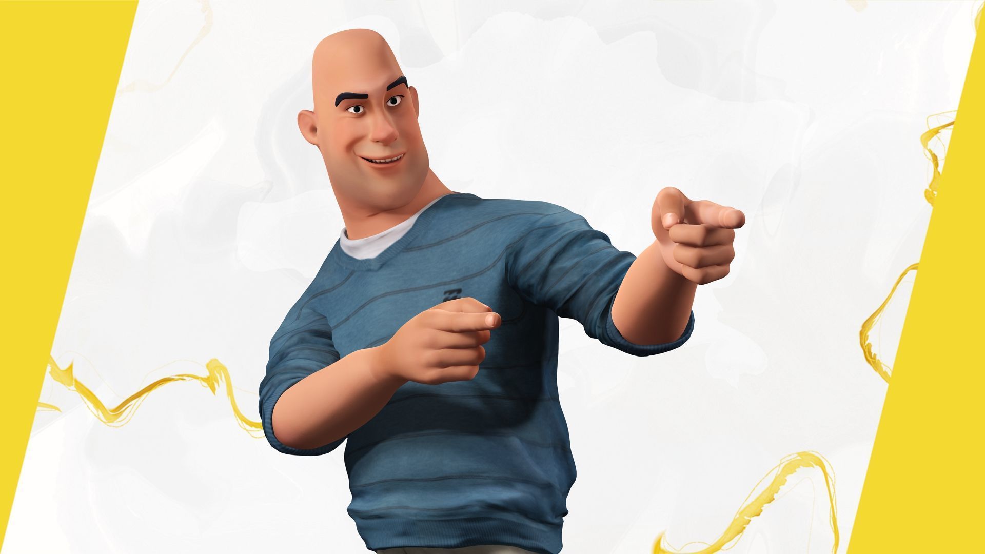 bald man wears sweater casual look Low-poly 3D model_8