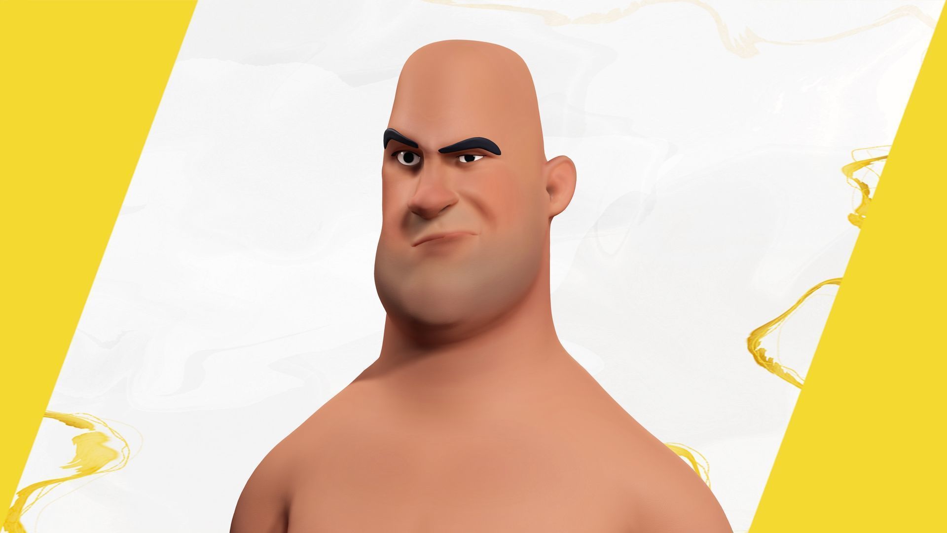 bald man wears sweater casual look Low-poly 3D model_9