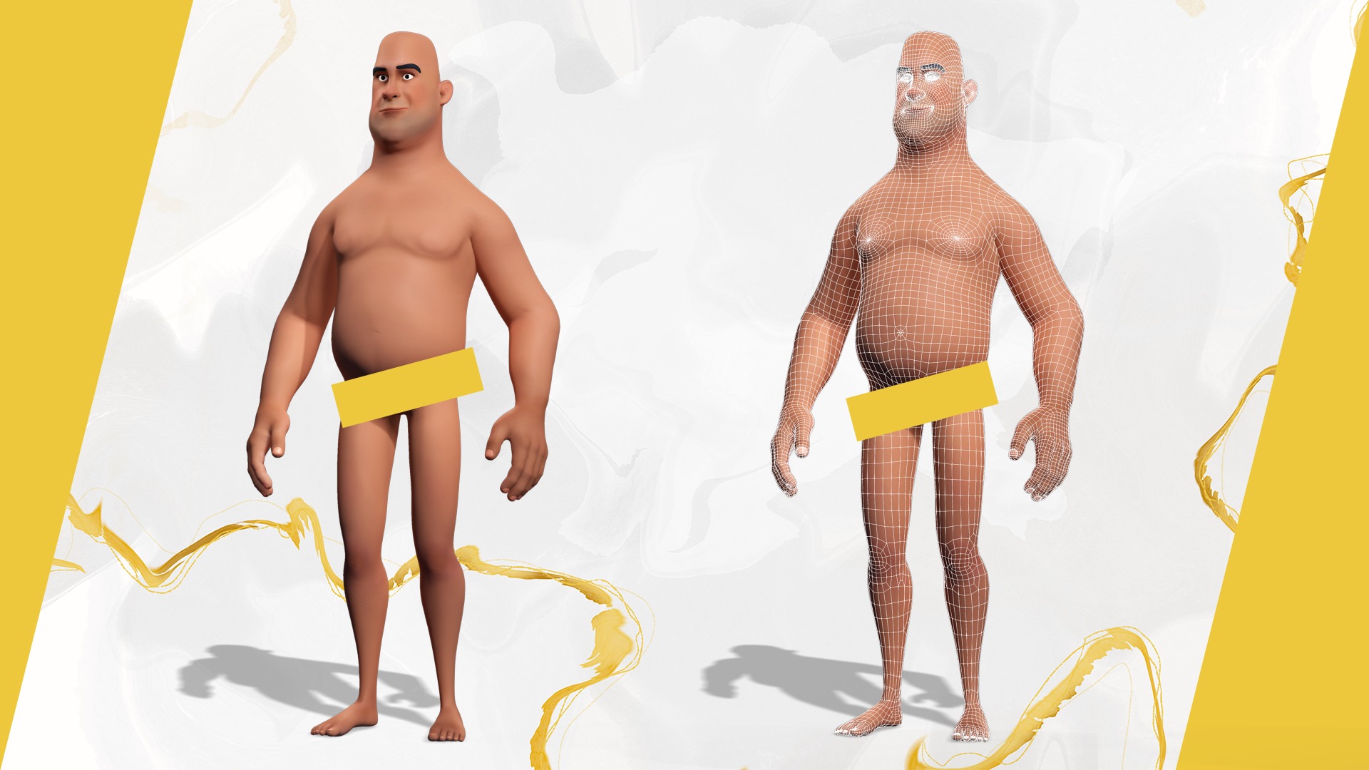 bald man wears sweater casual look Low-poly 3D model_2