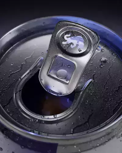 Red Bull can with tab opening animation - ultra realistic