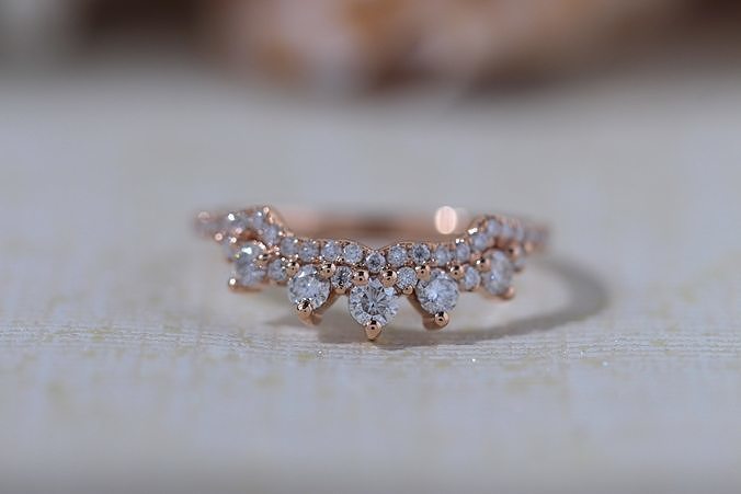 Rose Gold Diamond Crown Ring - 3D Model 3D print model