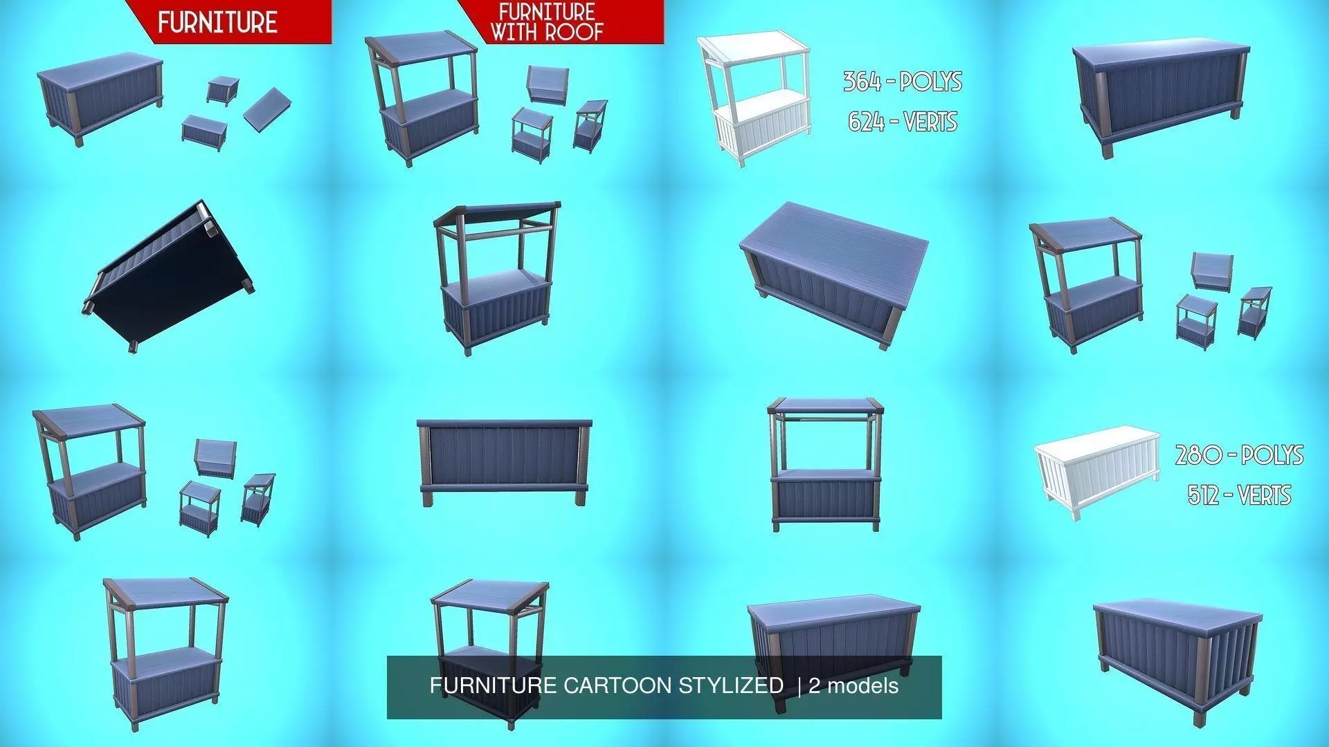 FURNITURE CARTOON STYLIZED 3D Model Collection_3