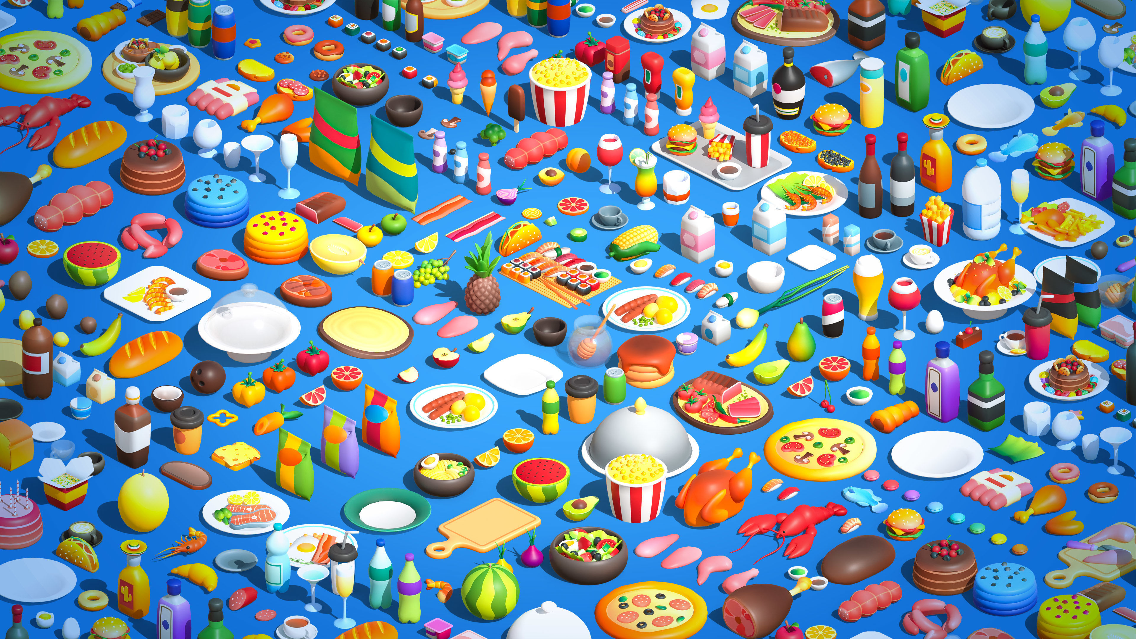 Casual Food Low-poly 3D model_3