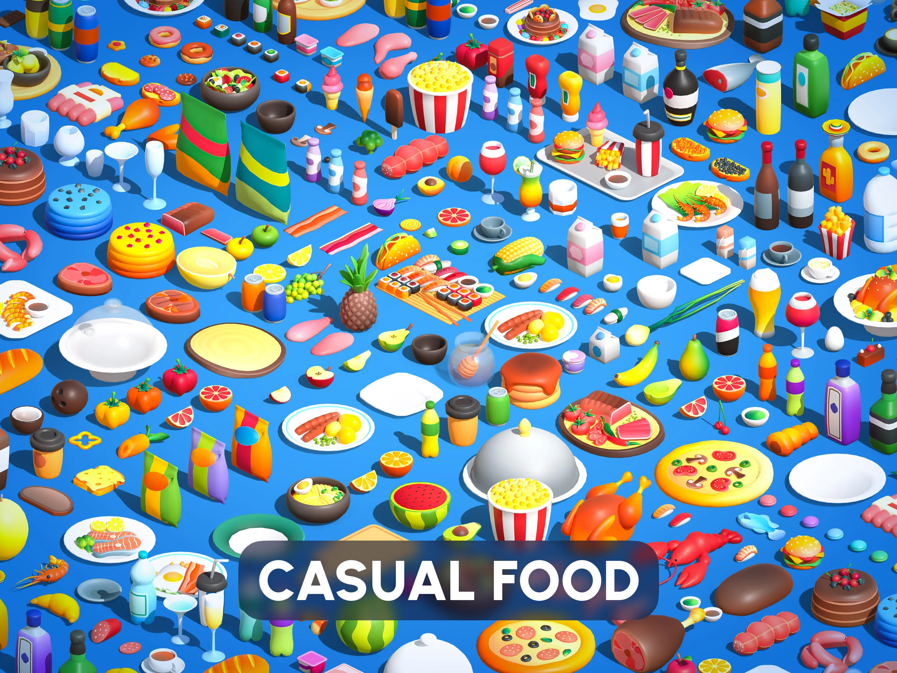 Casual Food Low-poly 3D model_0
