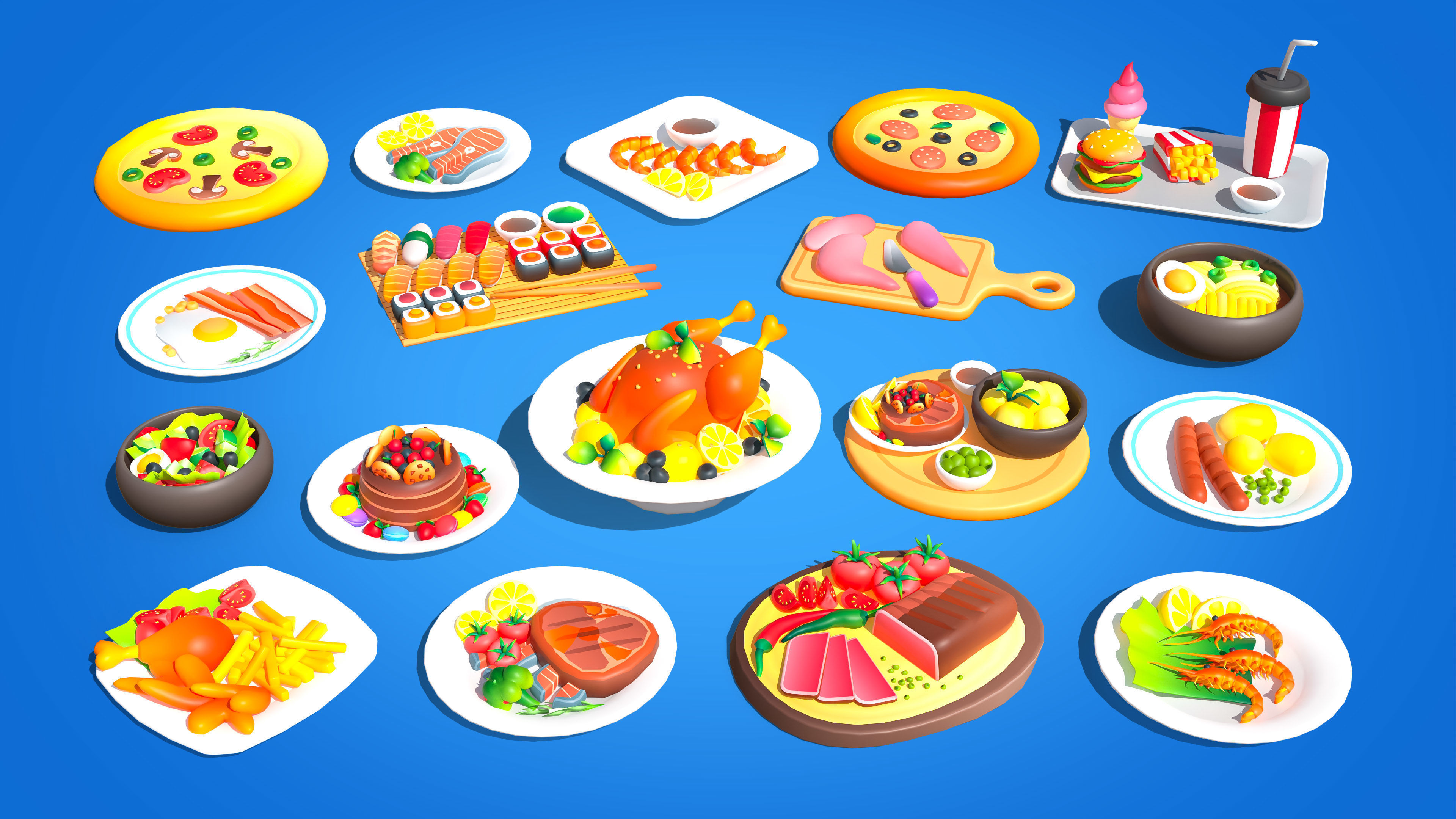 Casual Food Low-poly 3D model_4
