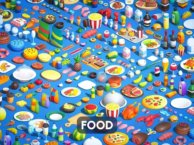 Food Assets Low-poly 3D model