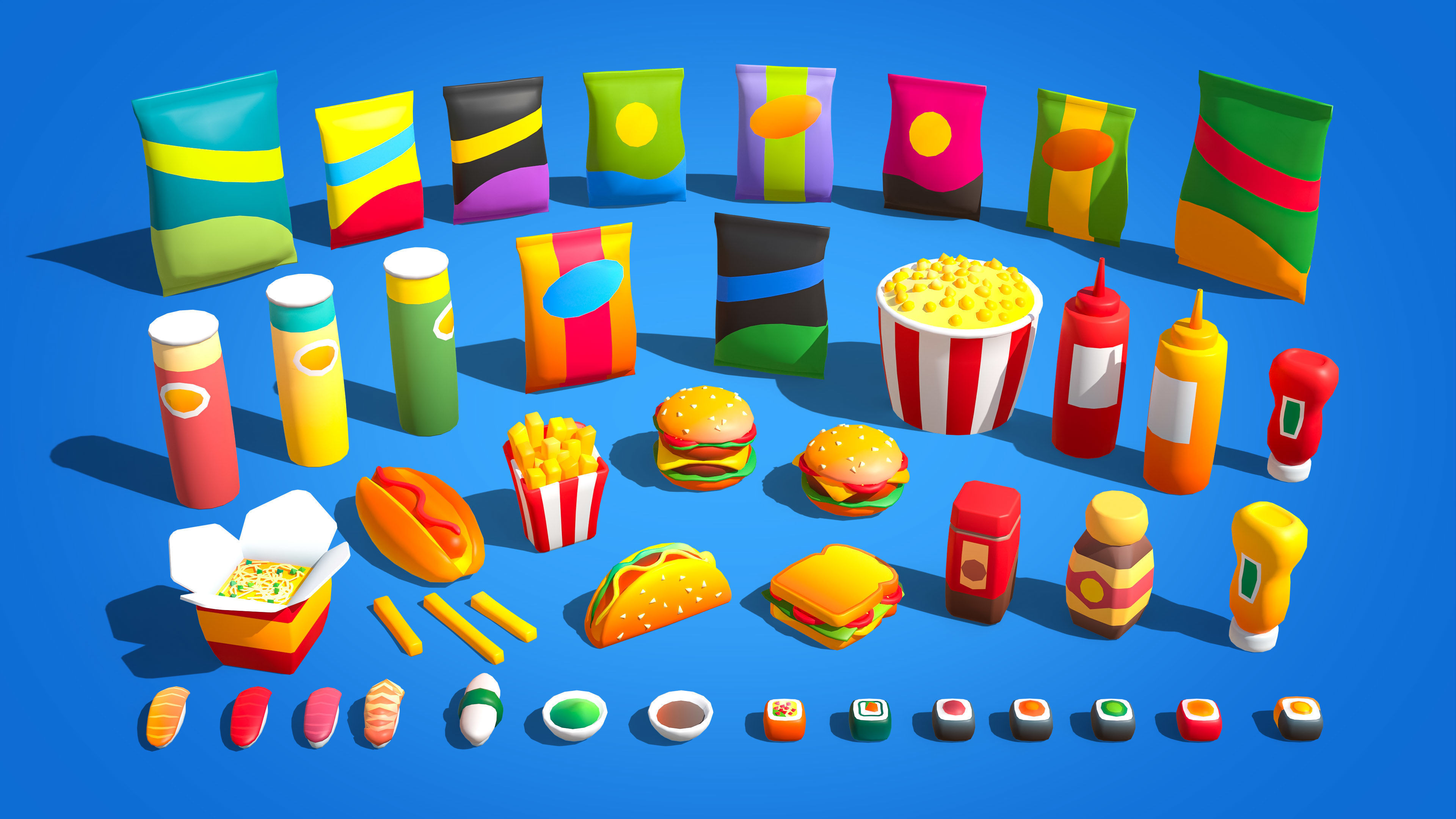 Casual Food Low-poly 3D model_9