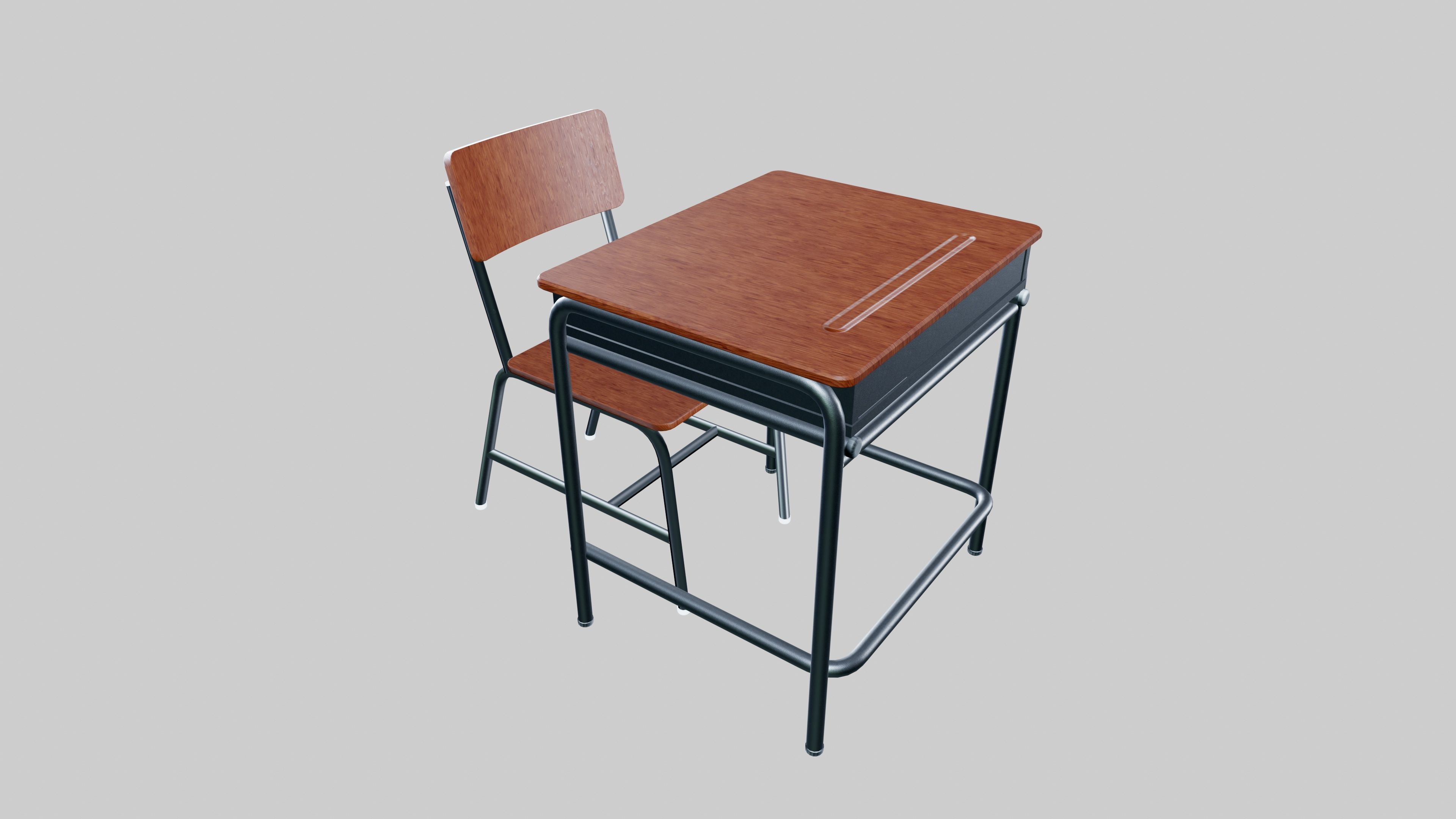 School Desk Low-poly 3D model_2